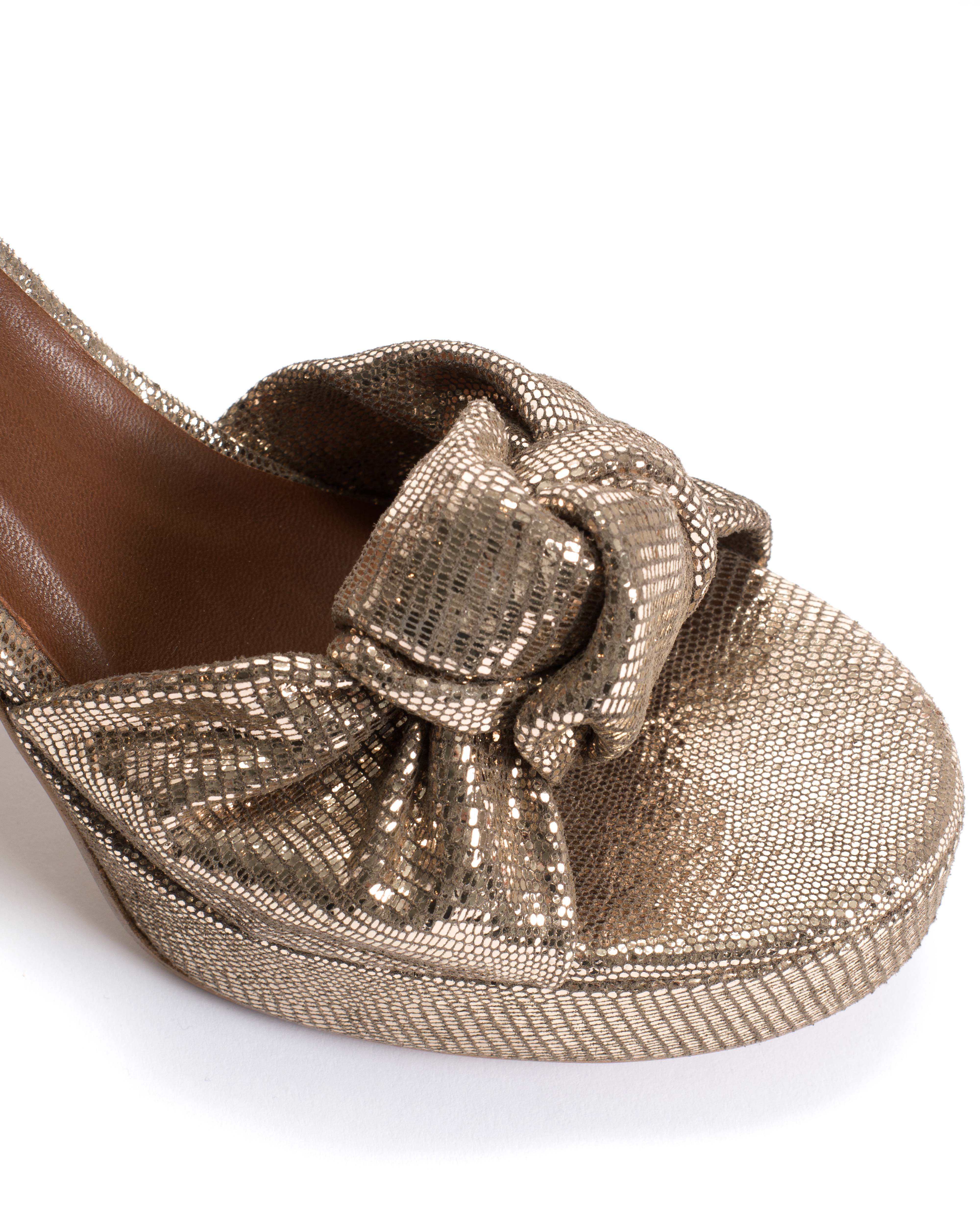Aliza 85 platform Lizard metallic goat Vintage champagne - Image 6