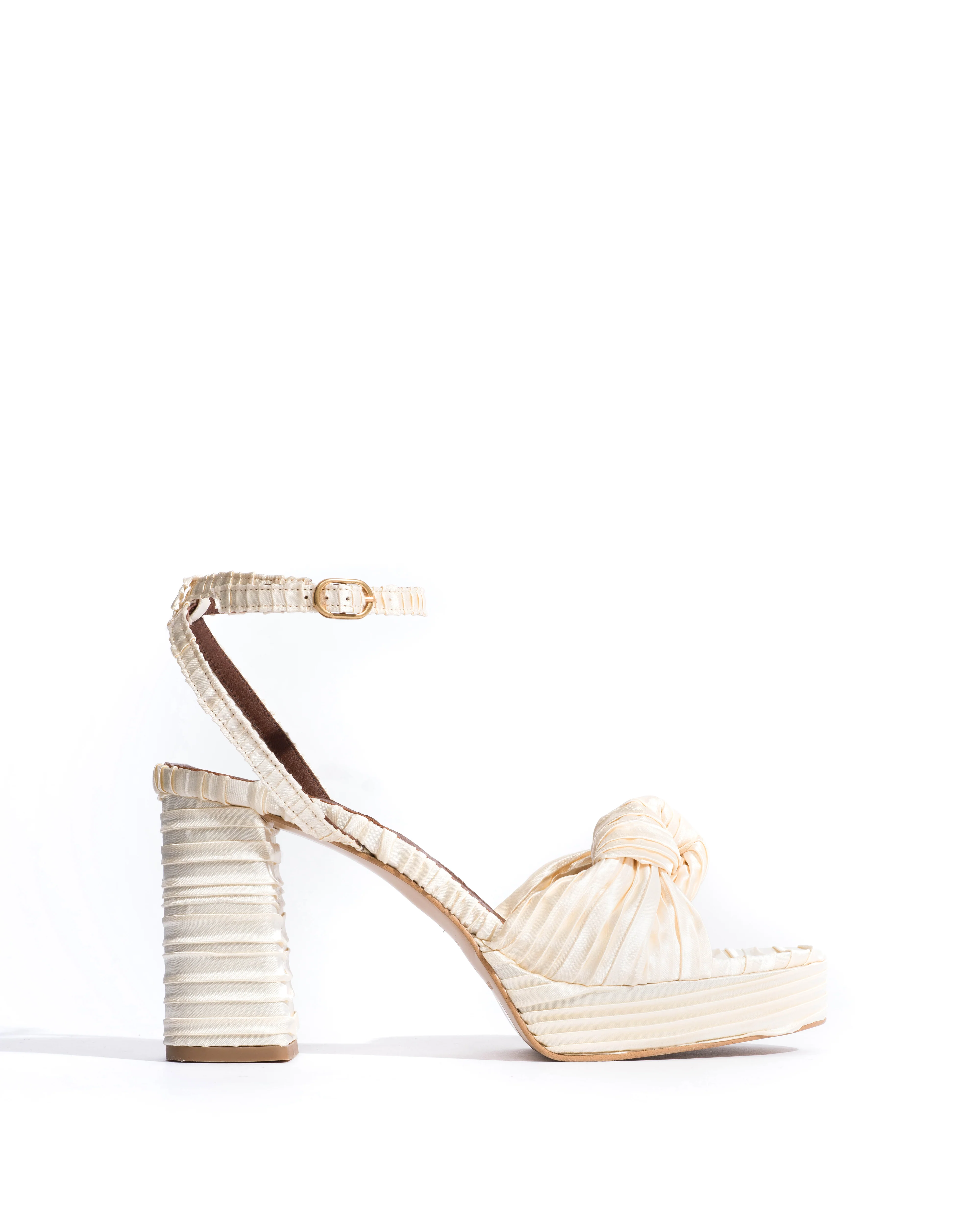 Aliza 85 platform Pleated satin Creamy white