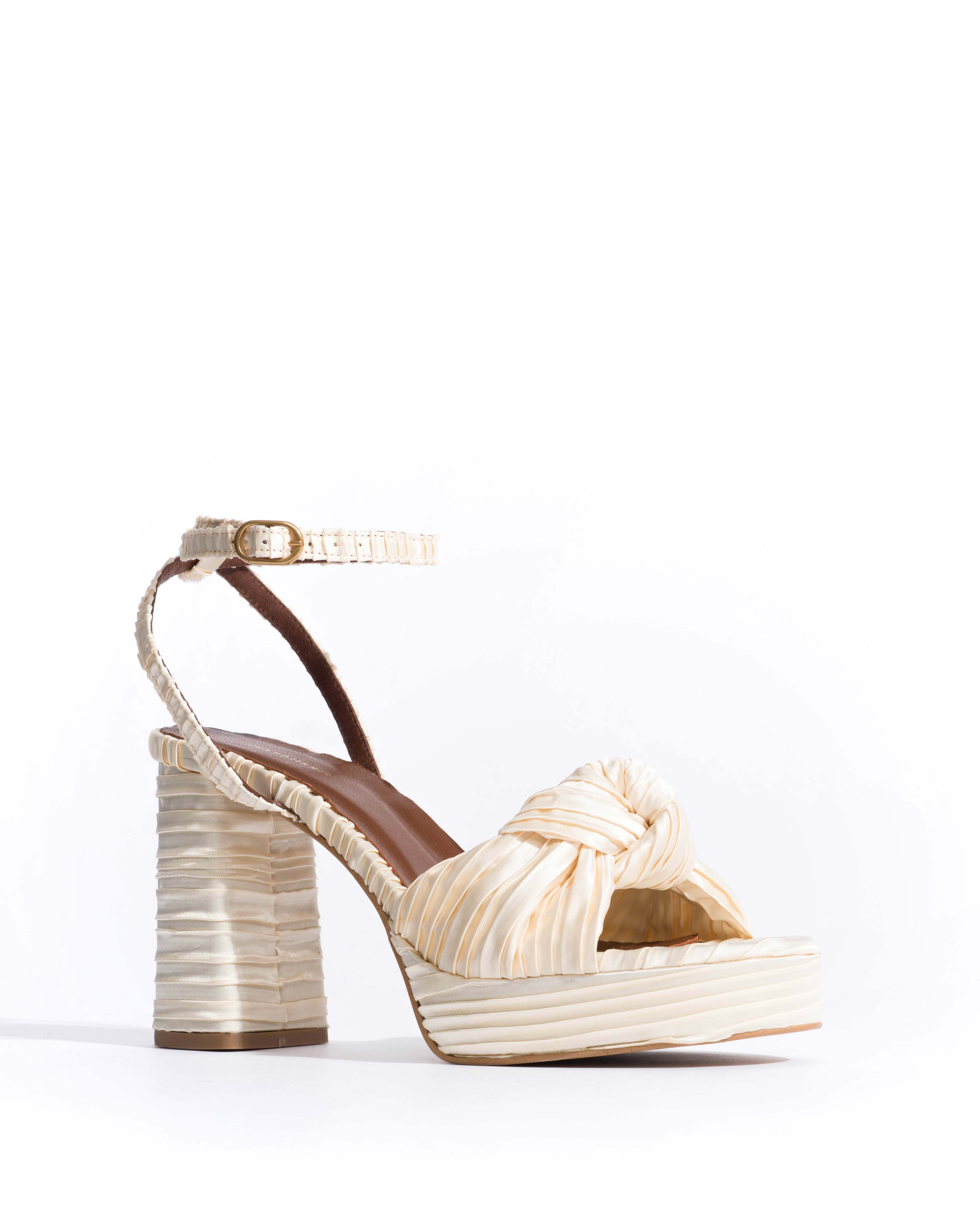 Aliza 85 platform Pleated satin Creamy white - Image 2