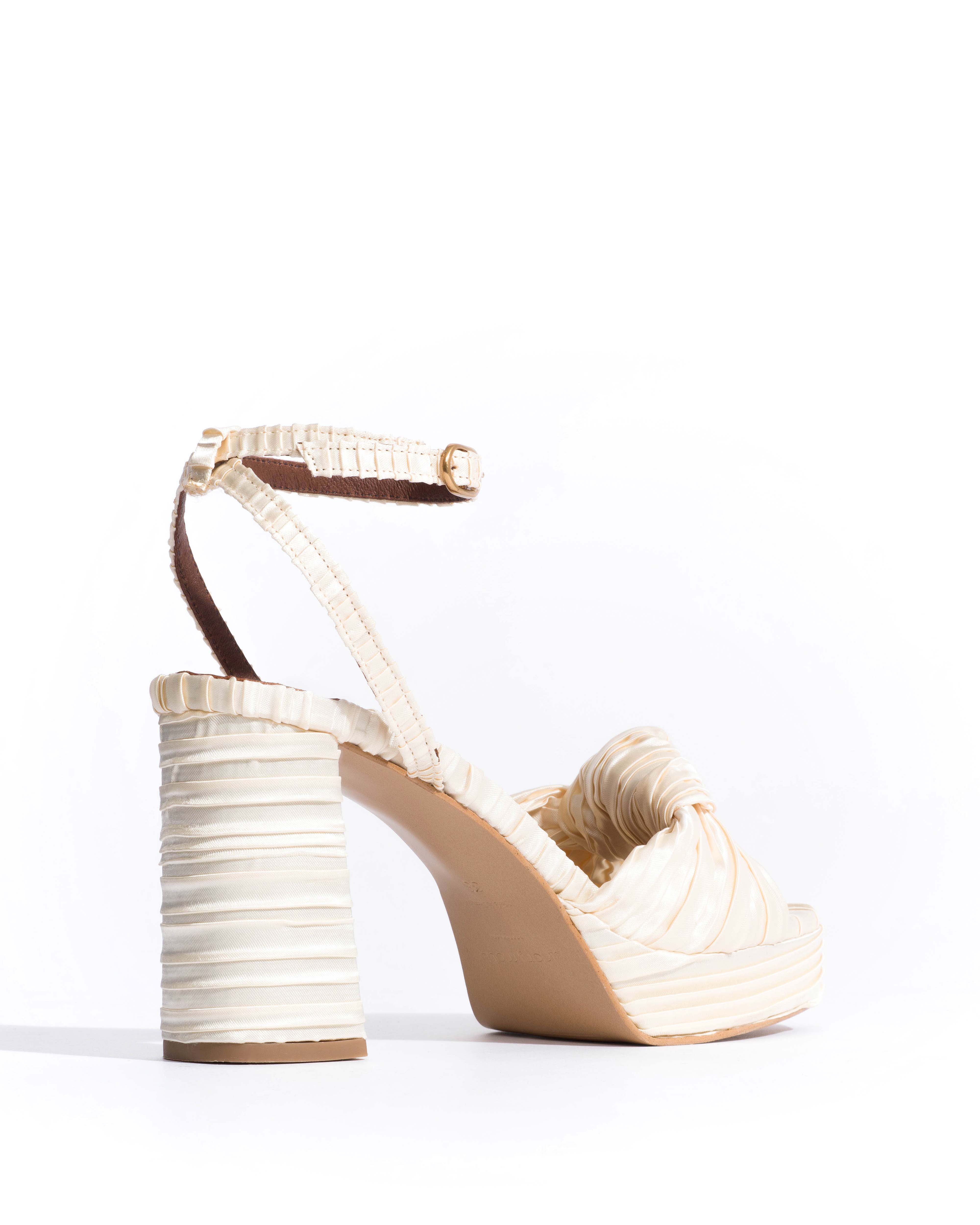 Aliza 85 platform Pleated satin Creamy white - Image 3