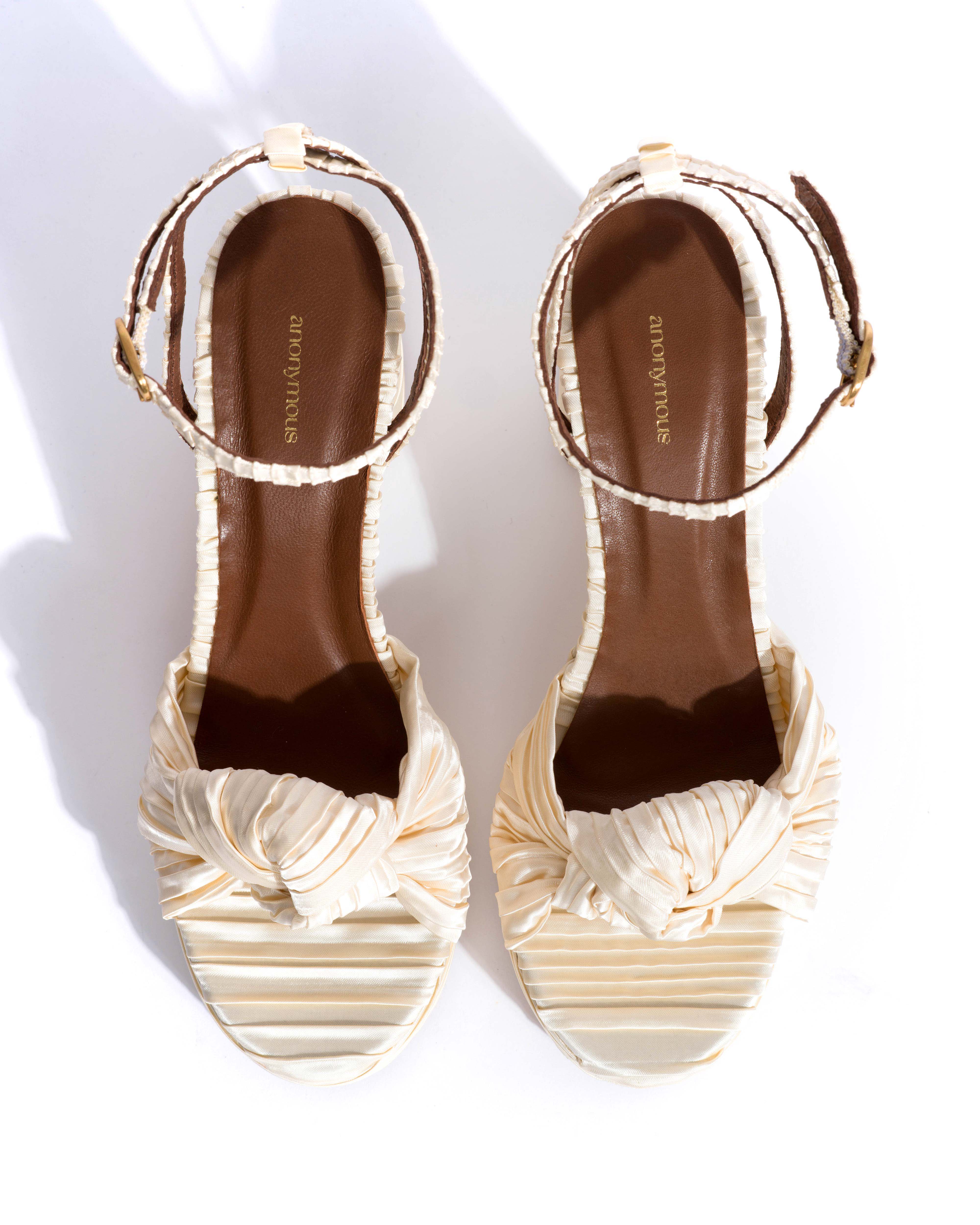 Aliza 85 platform Pleated satin Creamy white - Image 4