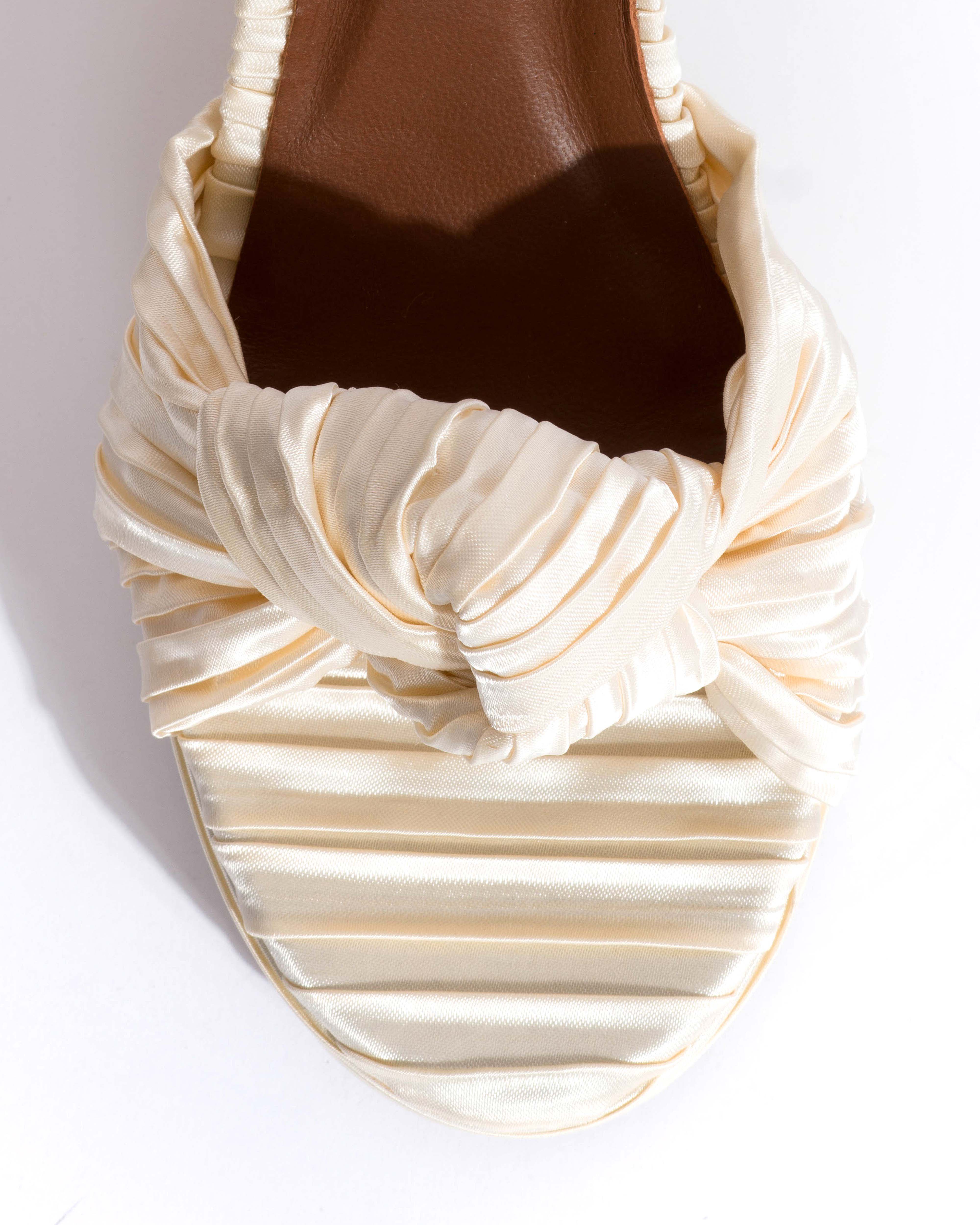 Aliza 85 platform Pleated satin Creamy white - Image 5