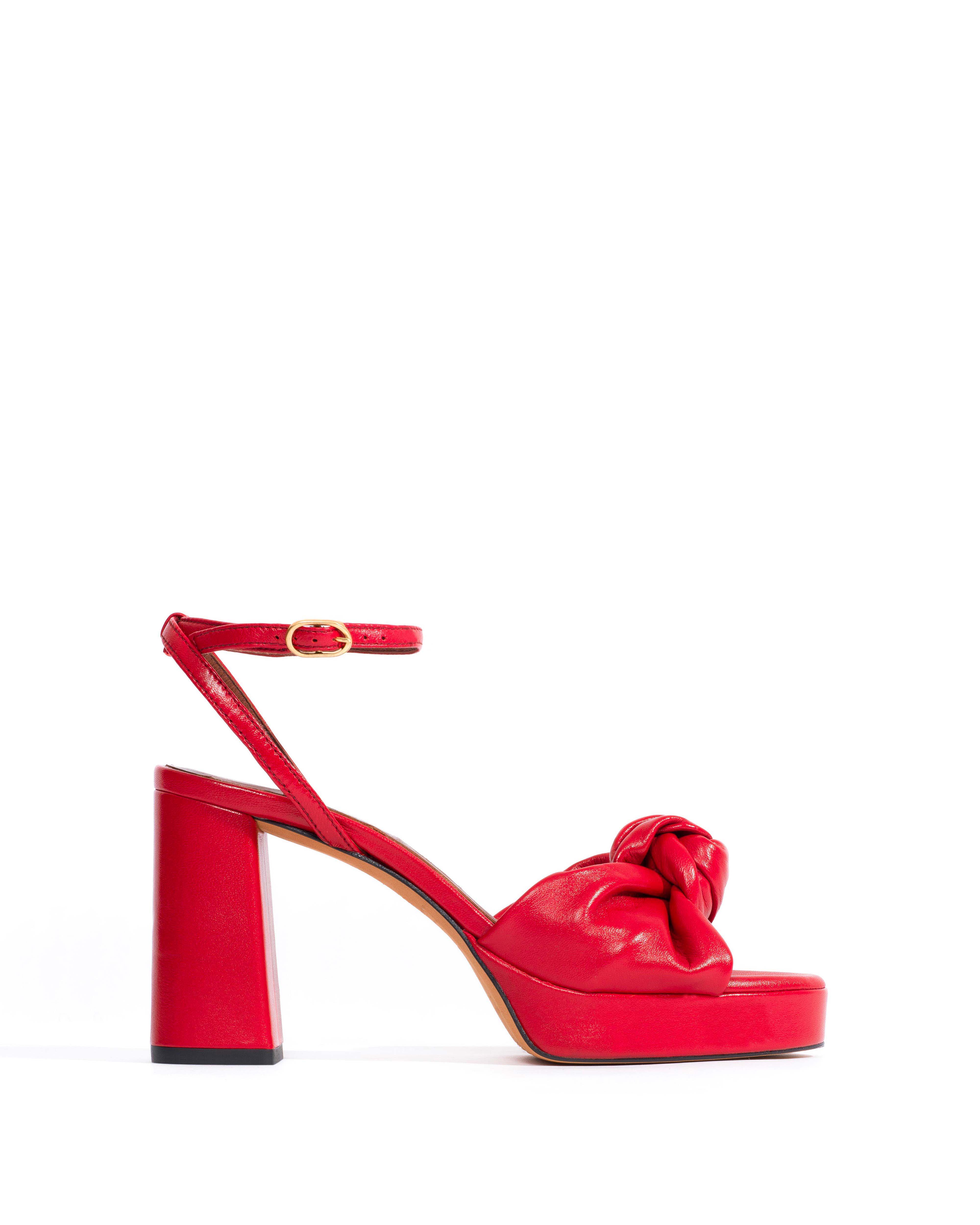 Aliza 85 platform Shiny lamb Ruby red