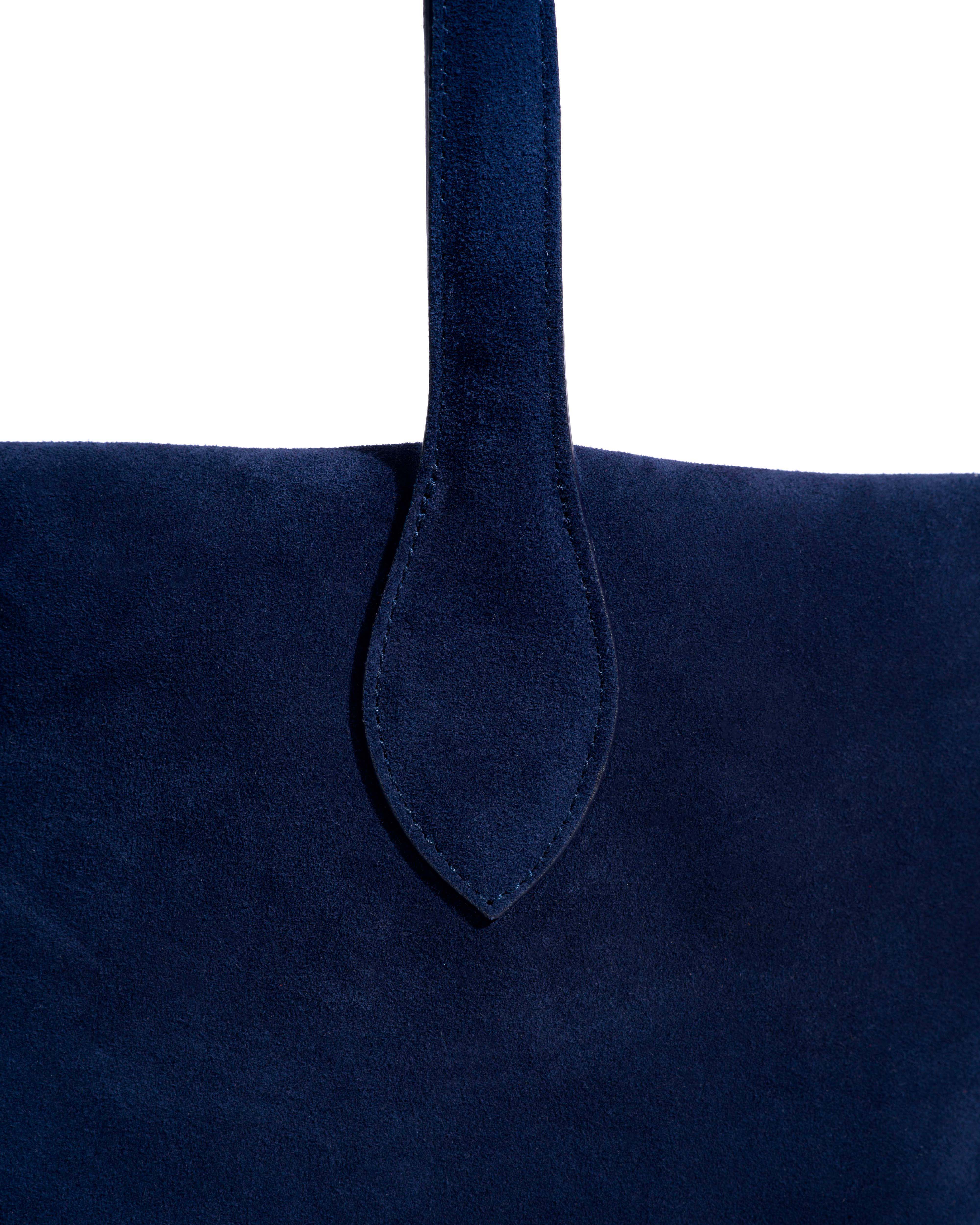 Arya carryall bag Calf suede Ink blue - Image 5