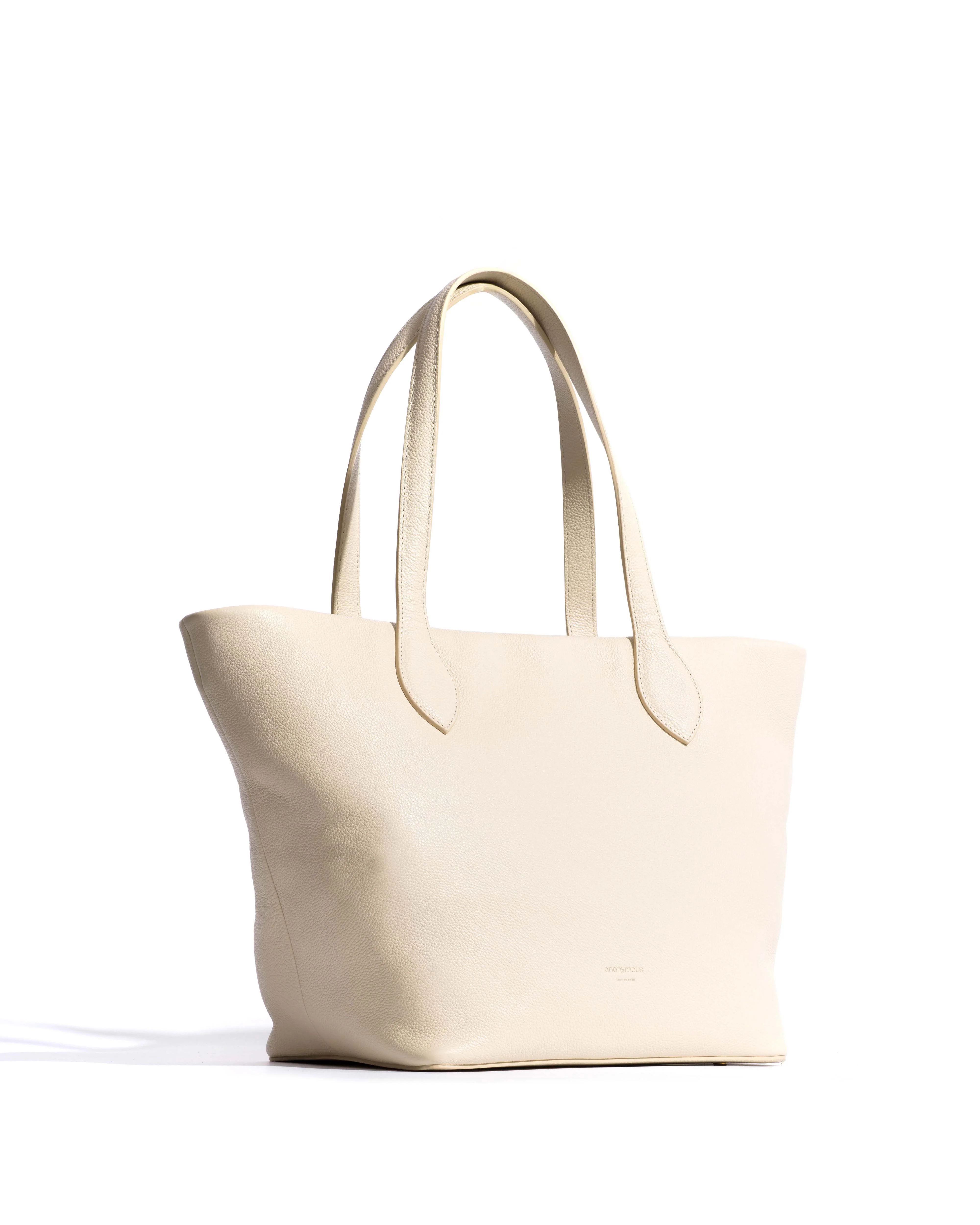 Arya carryall bag Pebbled soft calf White sand - Image 2