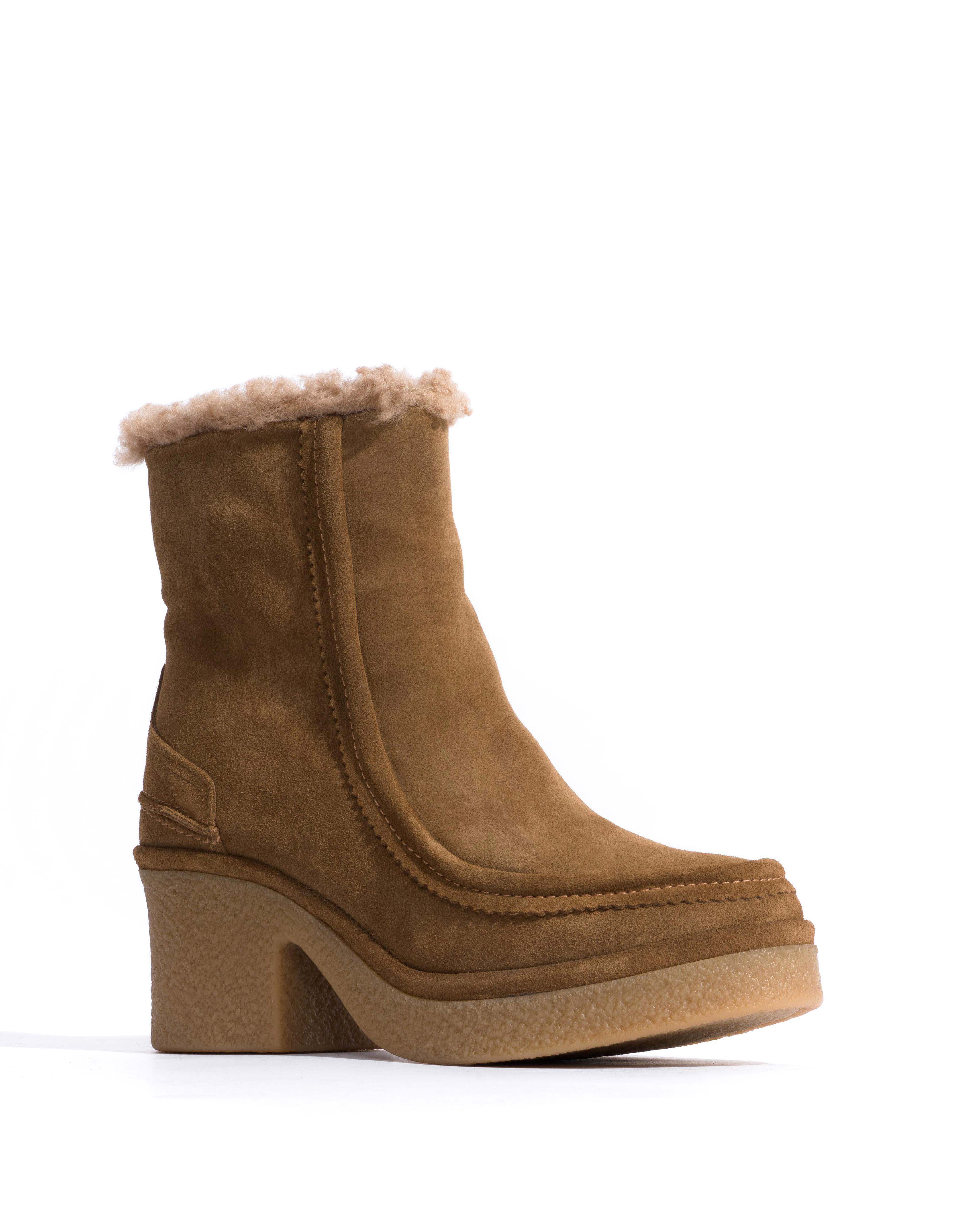 Bambie 65 platform lamb shearling Calf suede & sole Cinnamon & natural - Image 2