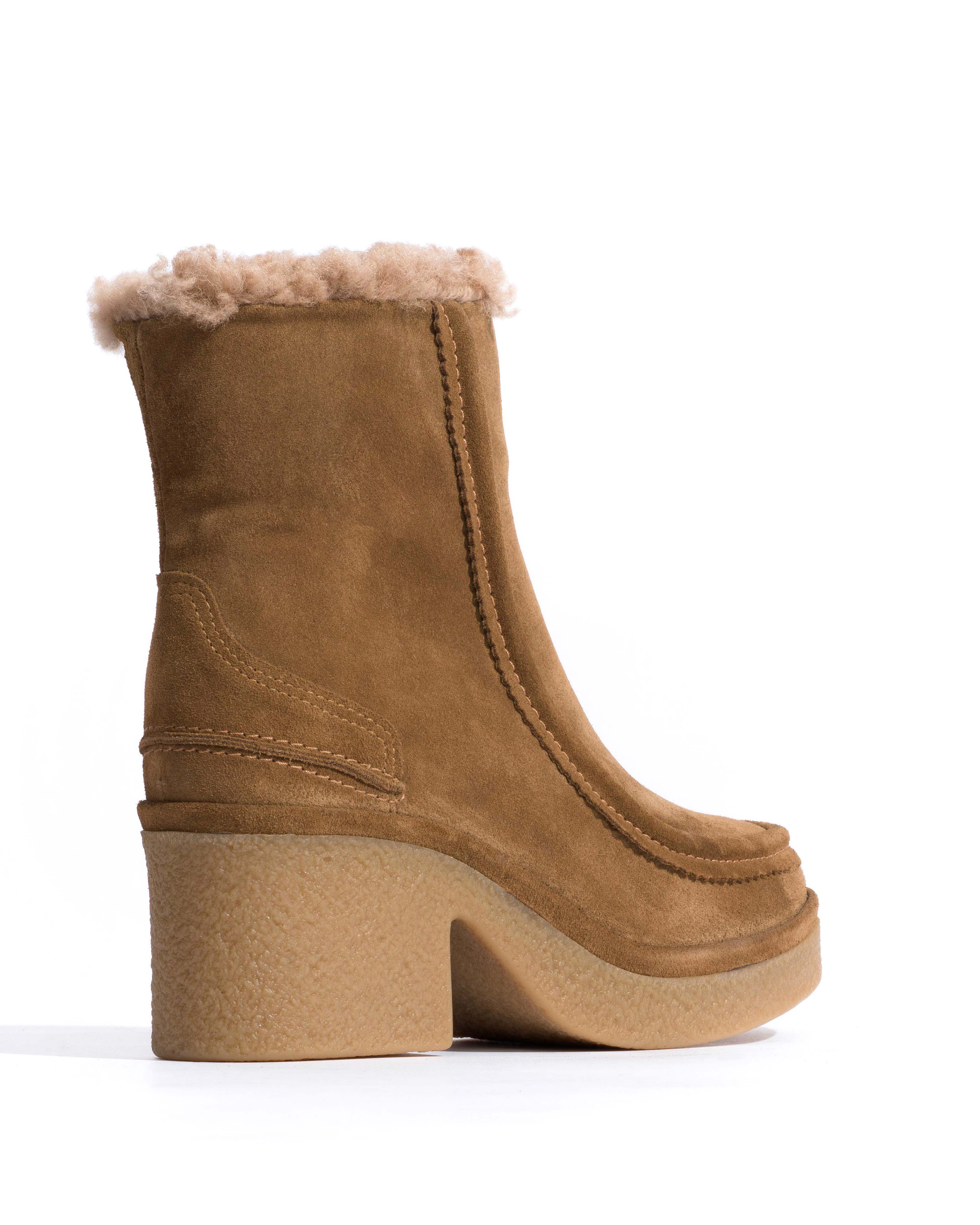 Bambie 65 platform lamb shearling Calf suede & sole Cinnamon & natural - Image 3