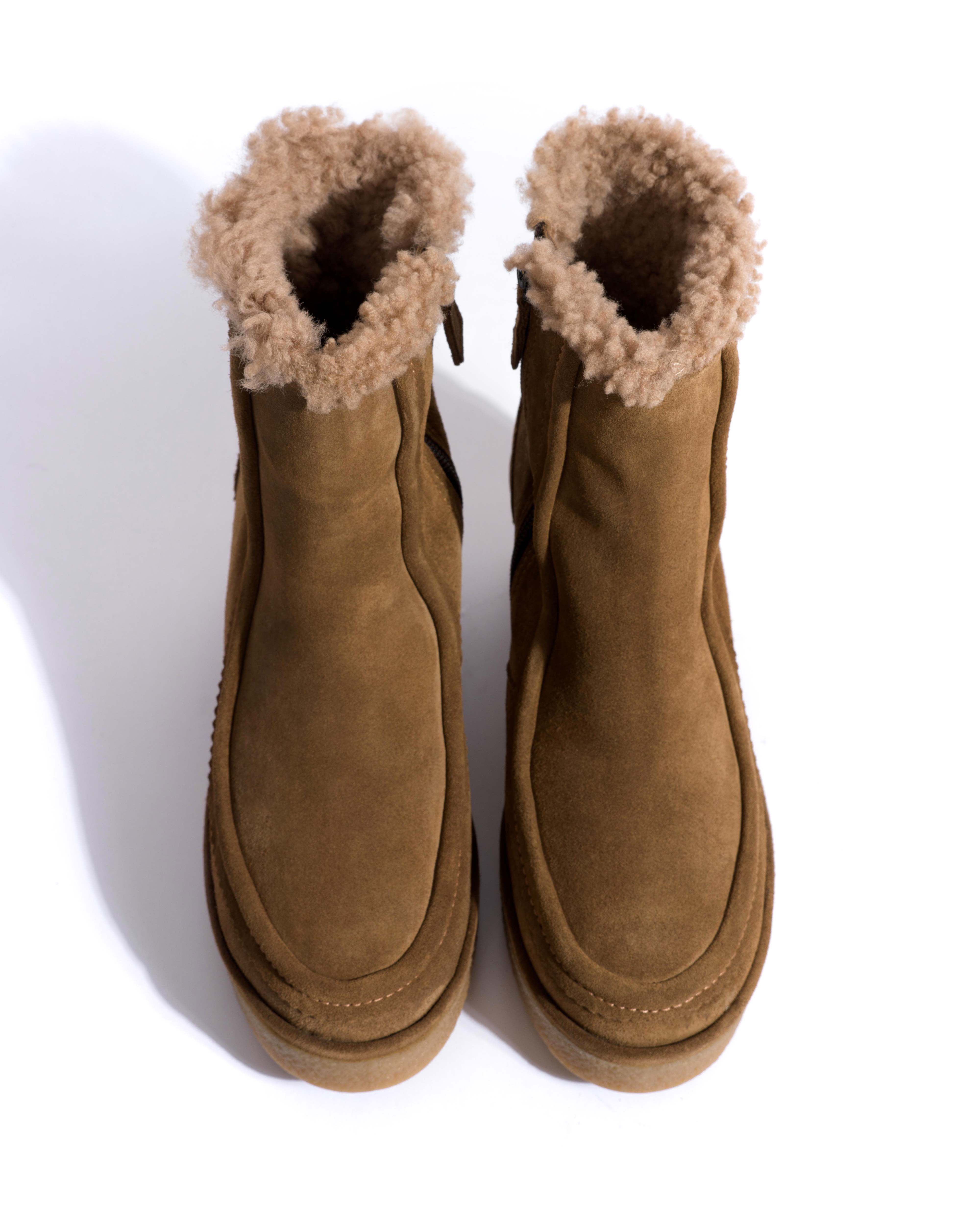 Bambie 65 platform lamb shearling Calf suede & sole Cinnamon & natural - Image 4