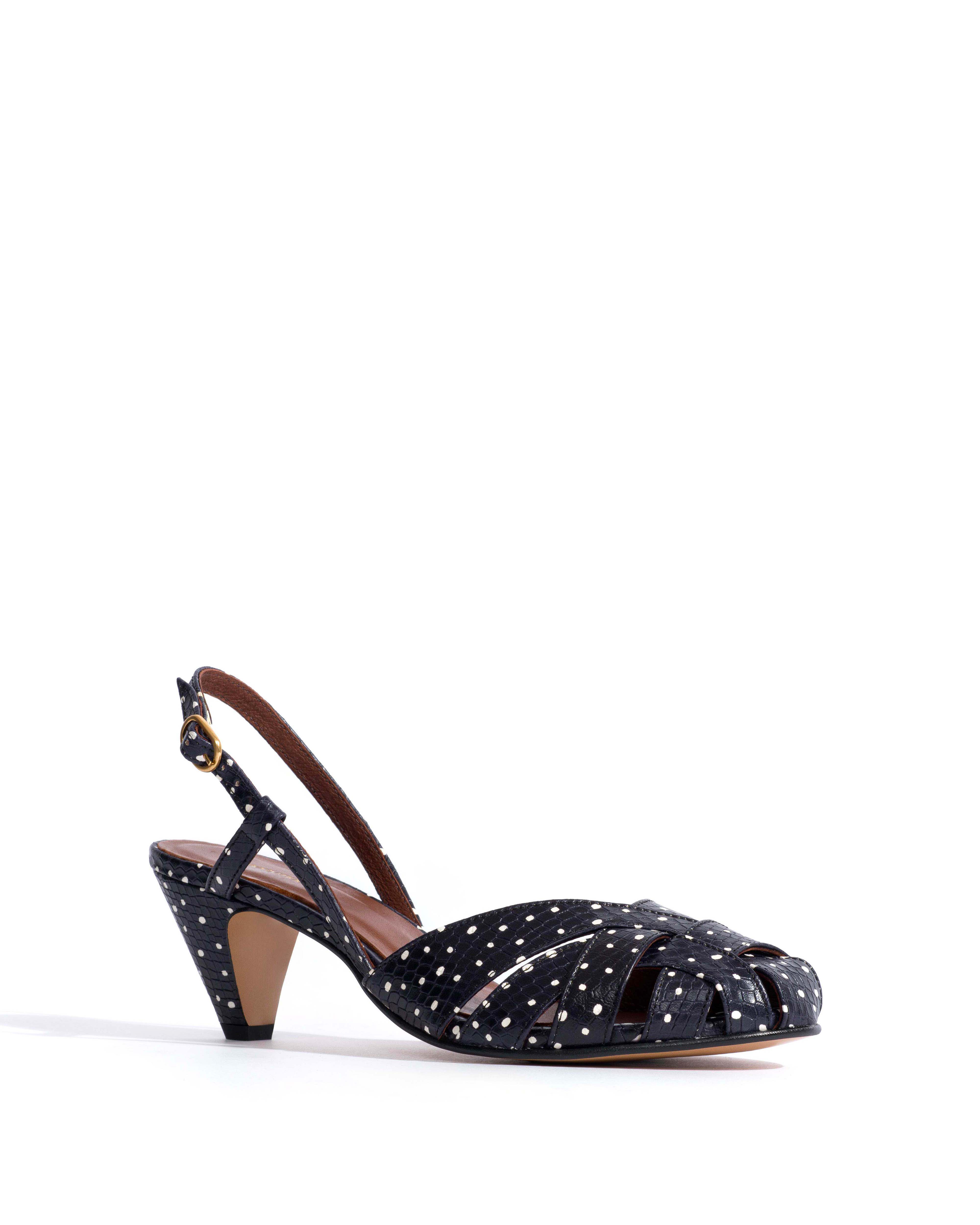Banie 50 stiletto Spotted snake calf Midnight blue - Image 2