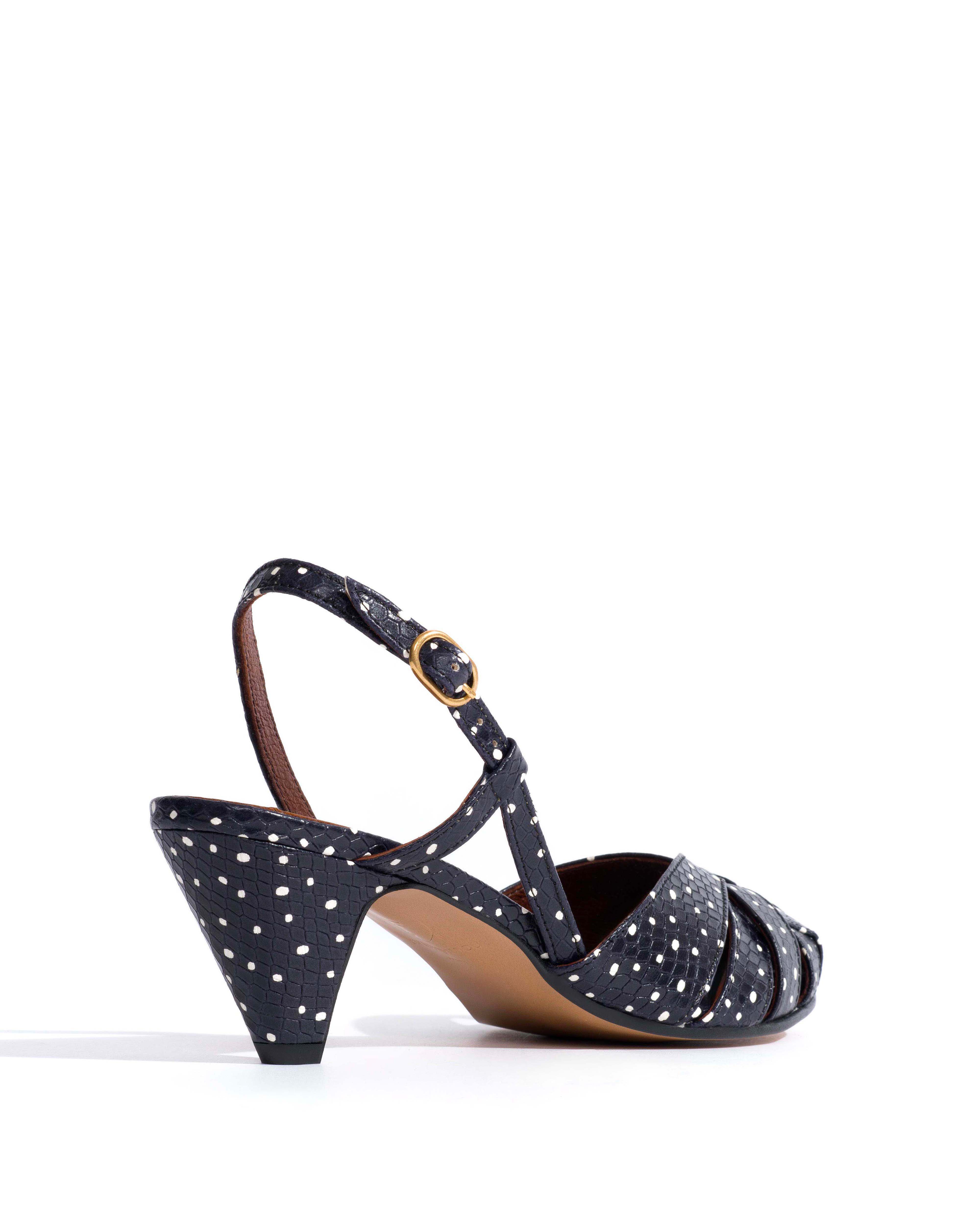 Banie 50 stiletto Spotted snake calf Midnight blue - Image 3
