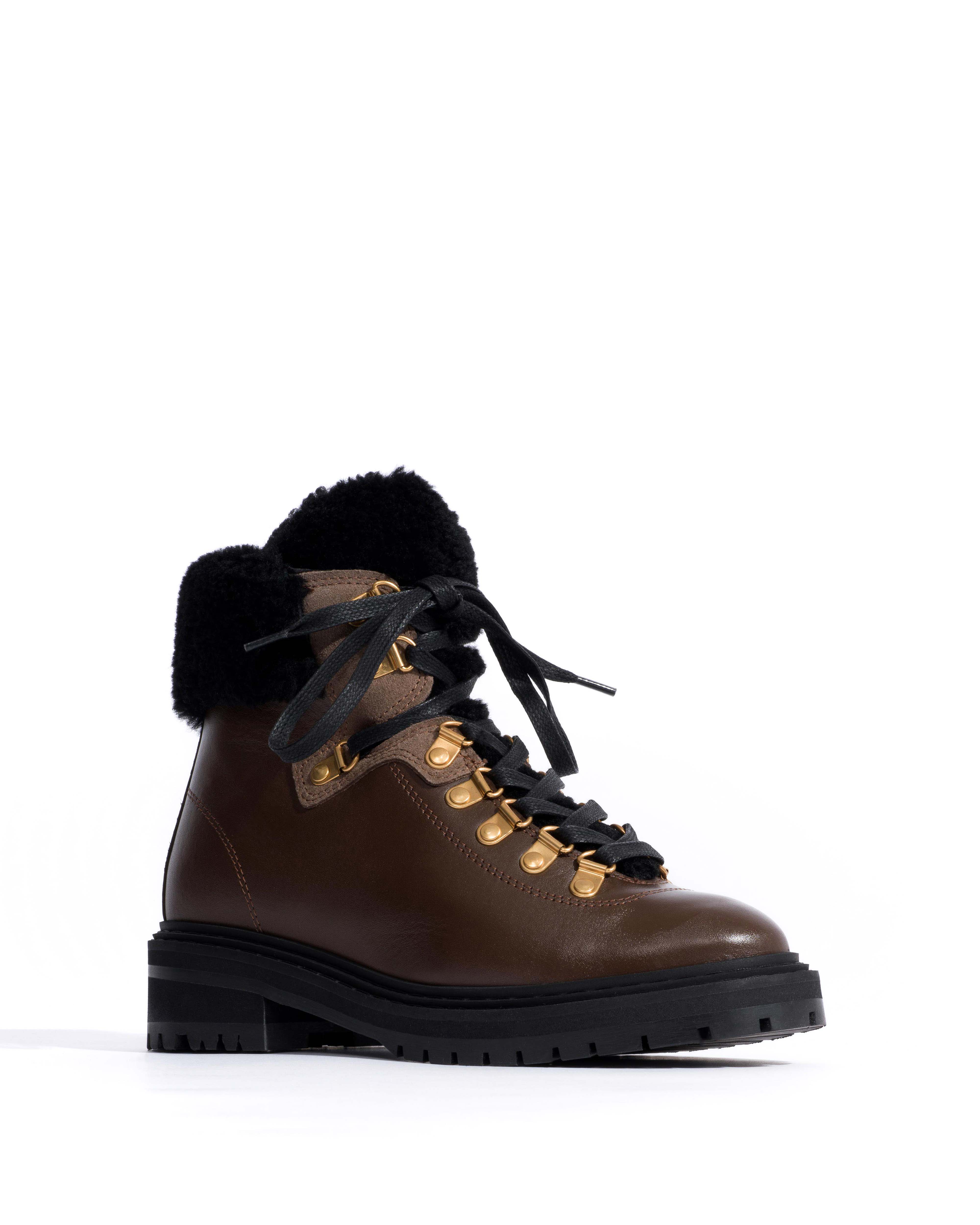 Beari lamb shearling Soft calf & suede leather Dark taupe - Image 2