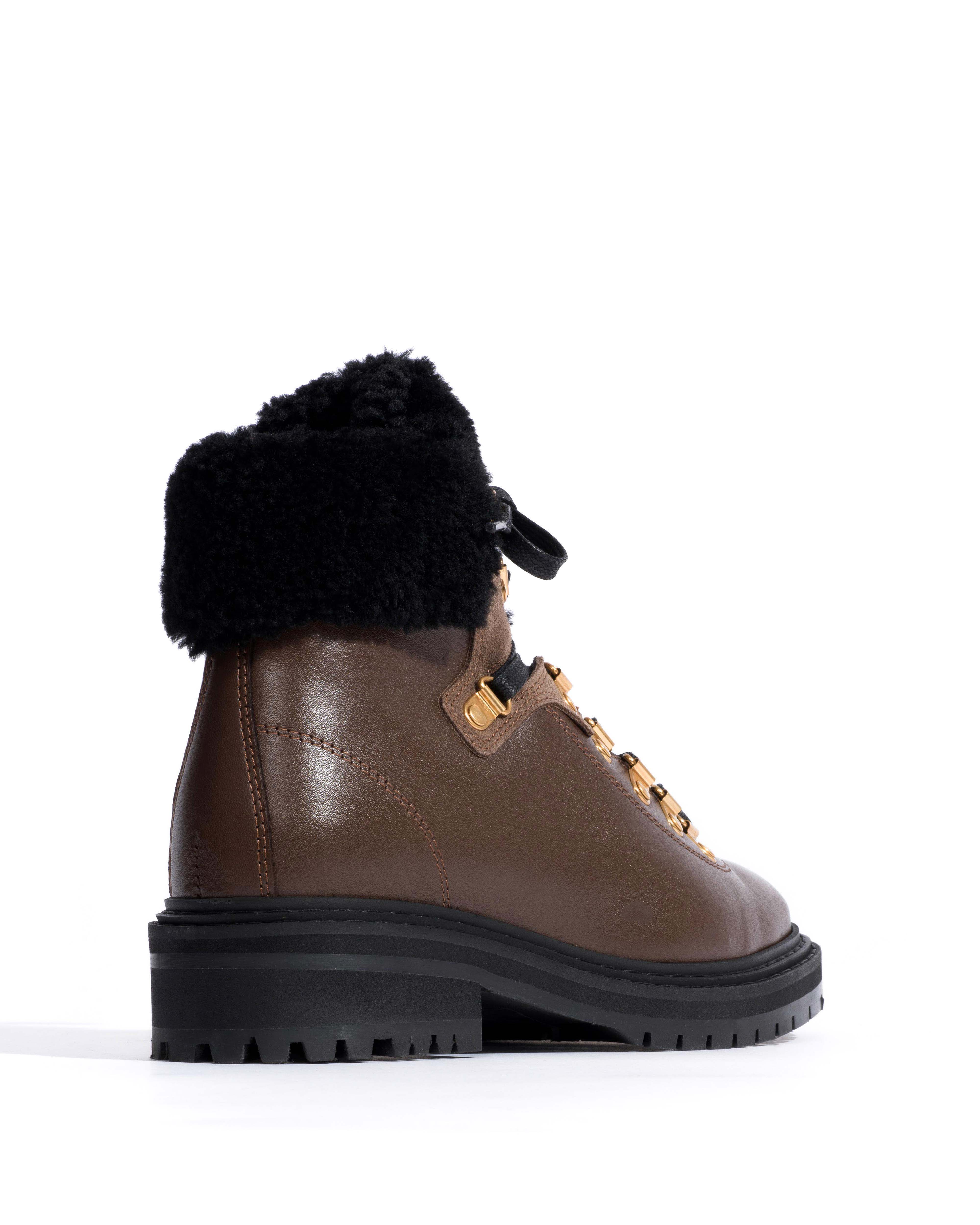 Beari lamb shearling Soft calf & suede leather Dark taupe - Image 3