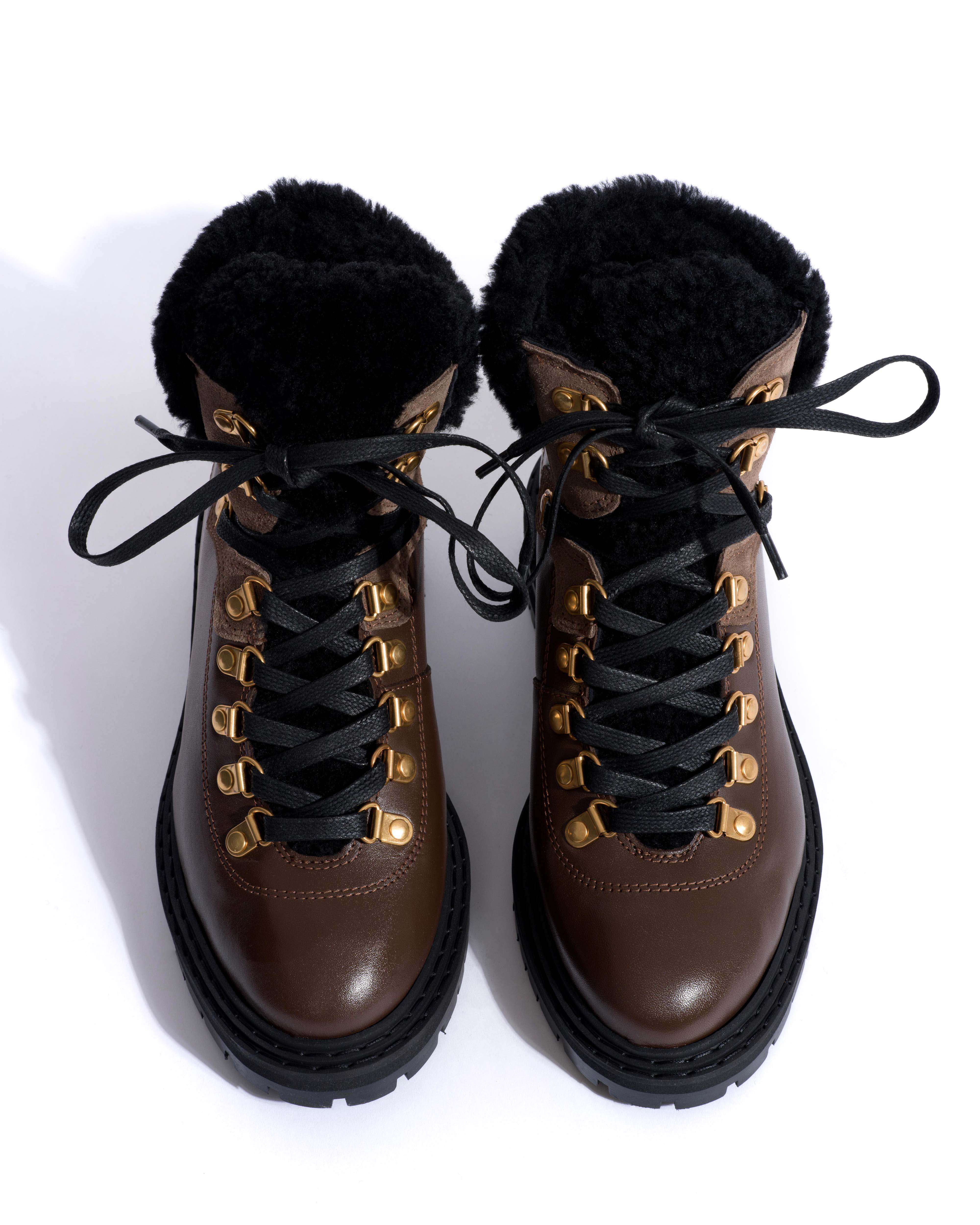 Beari lamb shearling Soft calf & suede leather Dark taupe - Image 4