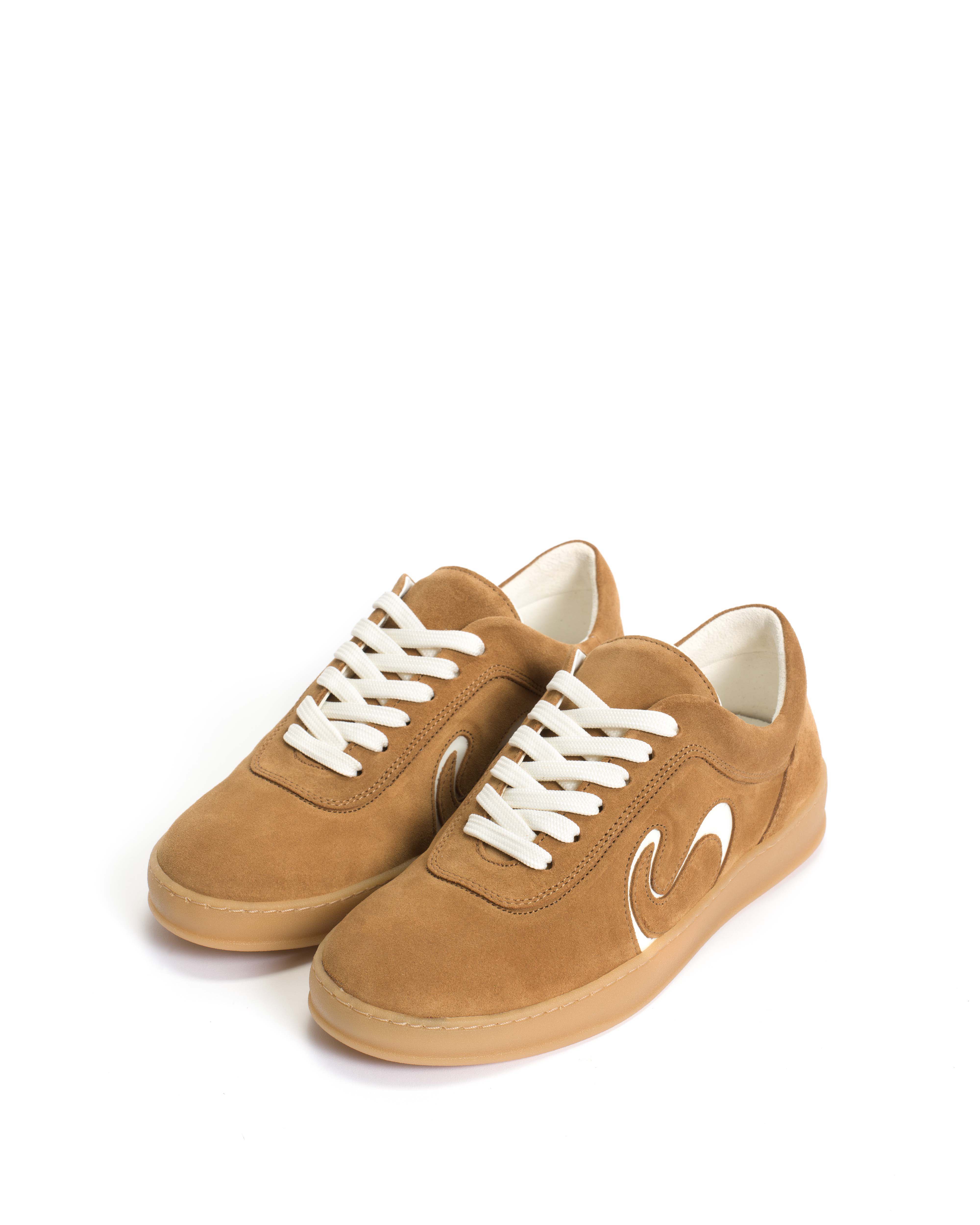 Blaire Calf suede & polished soft calf Bamboo brown & white sand - Image 2