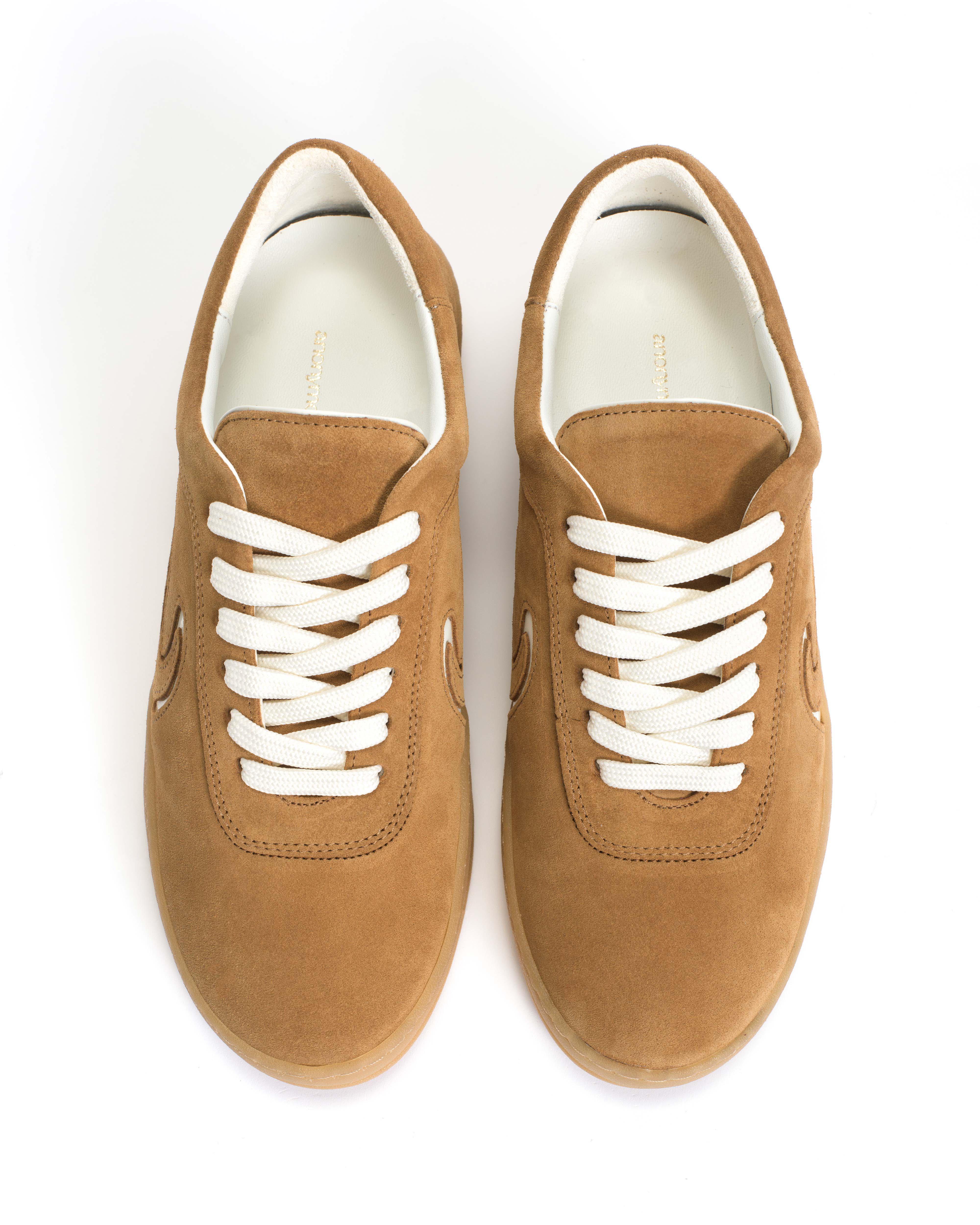 Blaire Calf suede & polished soft calf Bamboo brown & white sand - Image 3