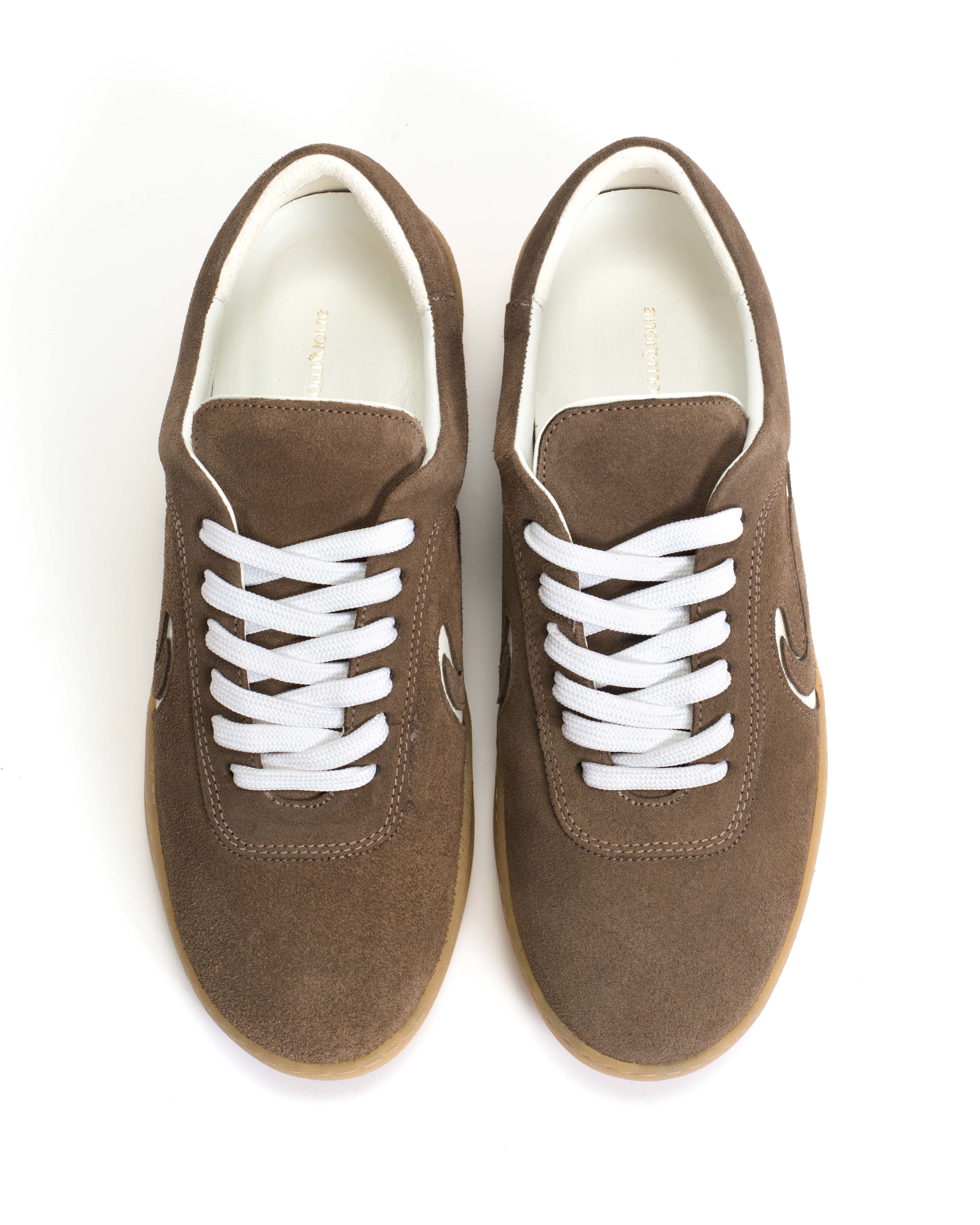 Blaire Calf suede & polished soft calf Dark taupe & white sand - Image 3