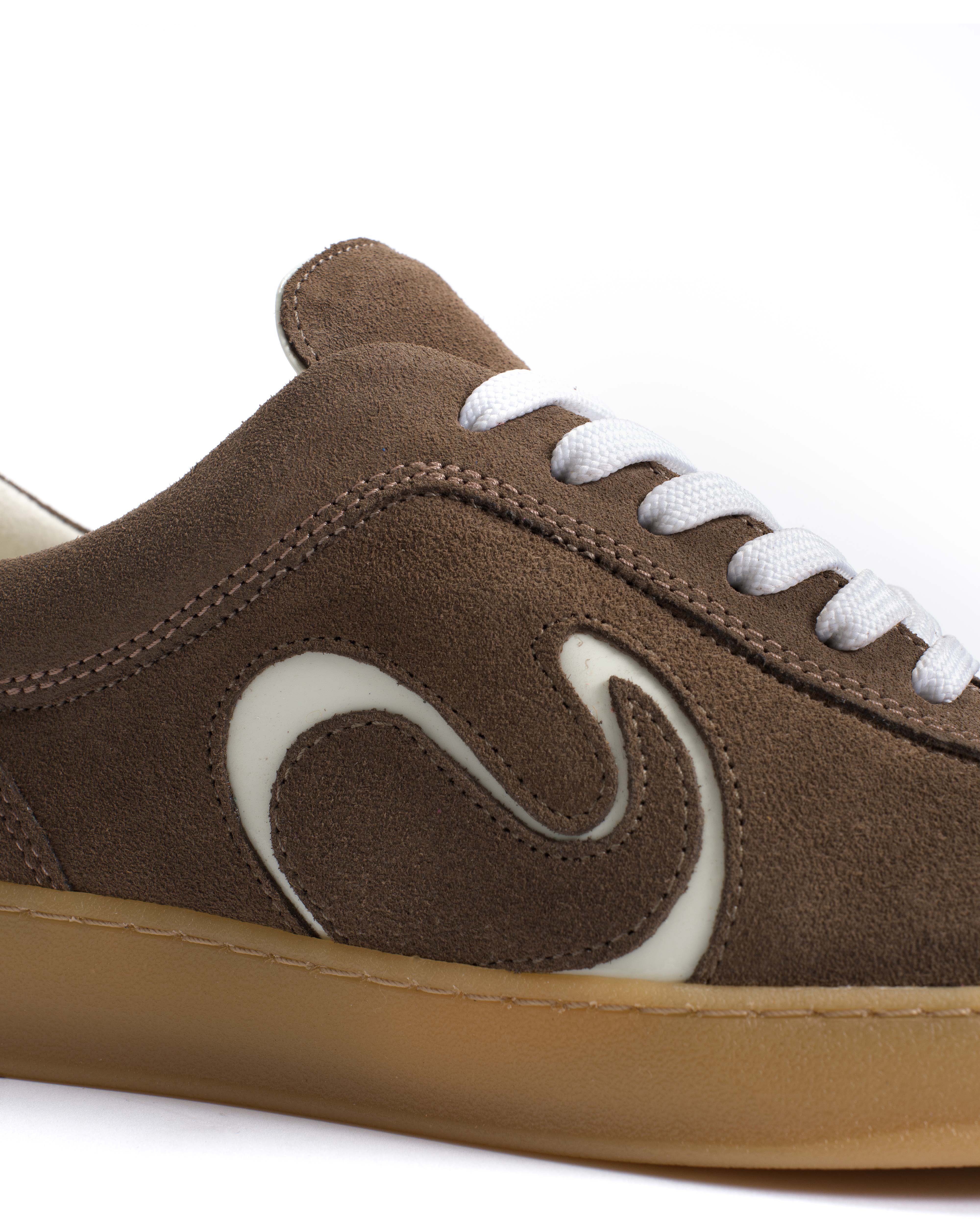 Blaire Calf suede & polished soft calf Dark taupe & white sand - Image 7