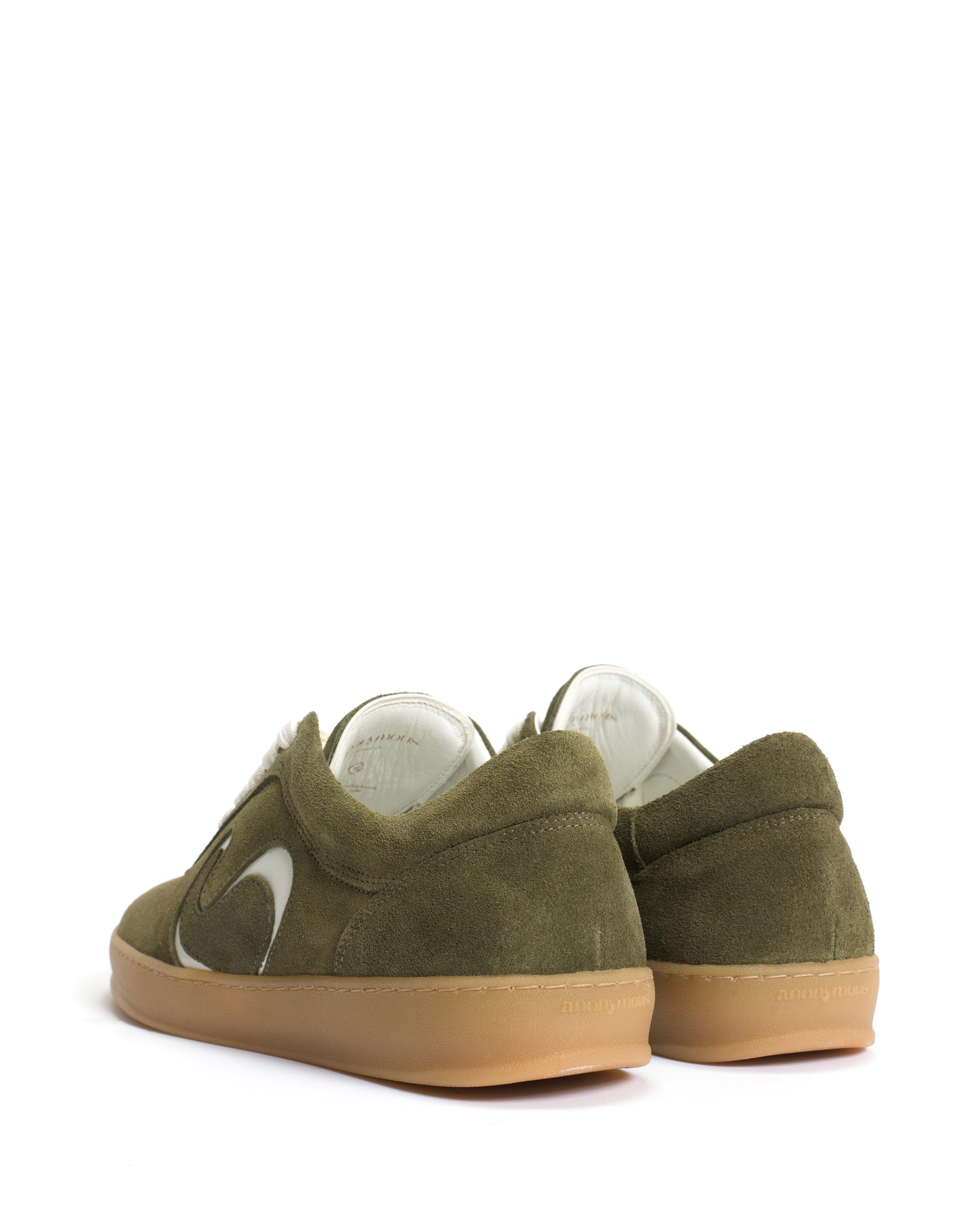 Blaire Calf suede & polished soft calf Olive green & white sand - Image 5