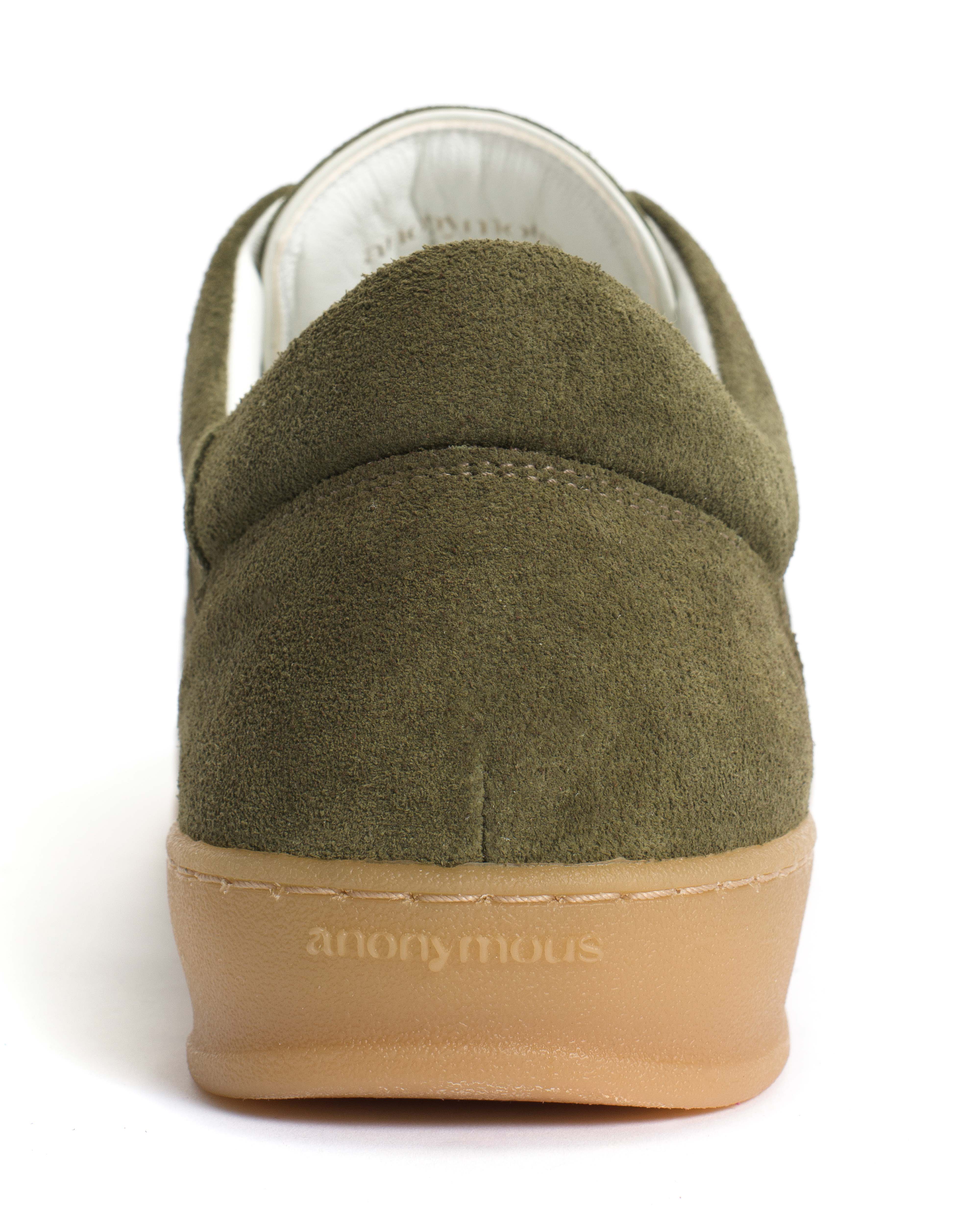 Blaire Calf suede & polished soft calf Olive green & white sand - Image 9