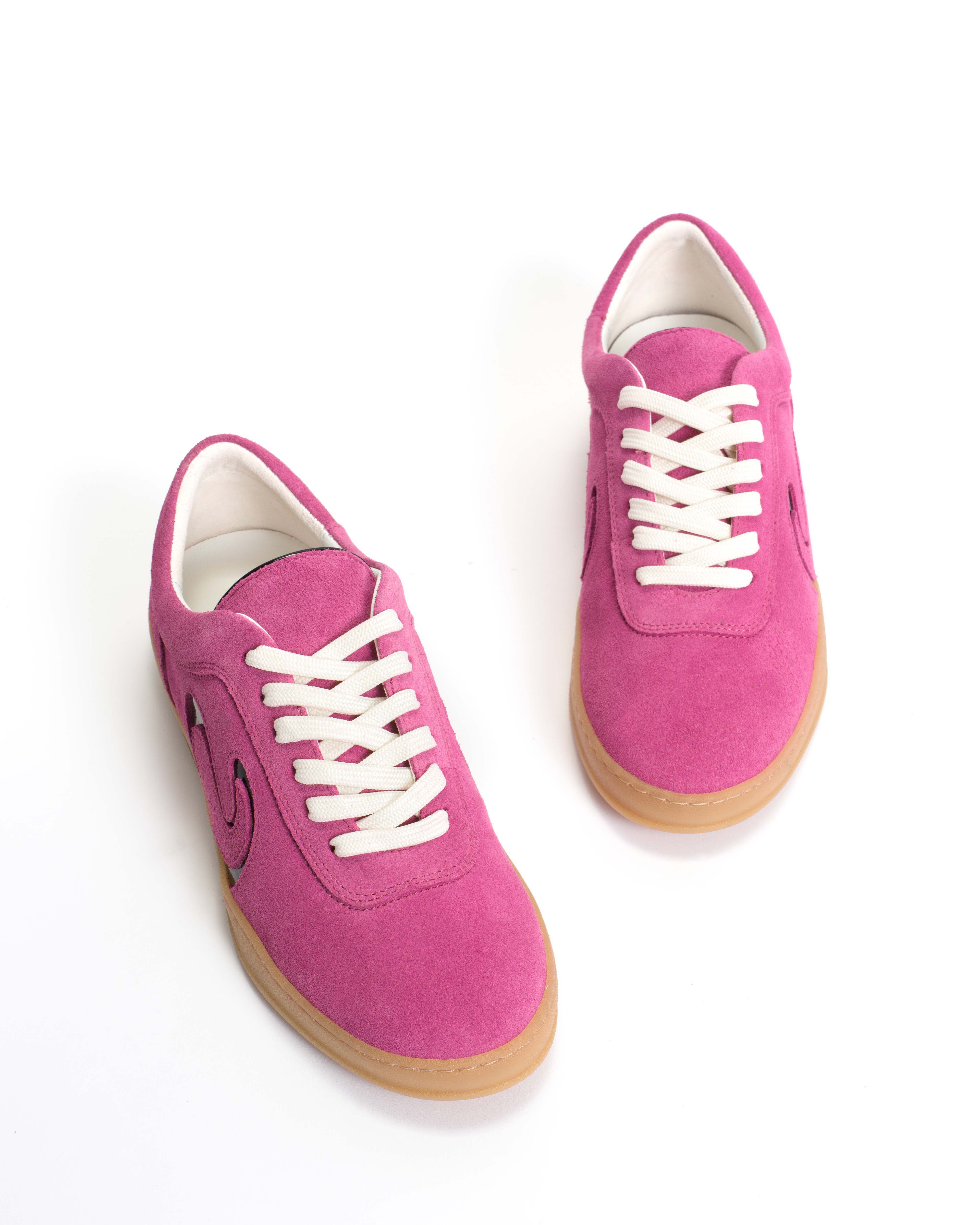 Blaire Calf suede & polished soft calf Raspberry sorbet & black - Image 5