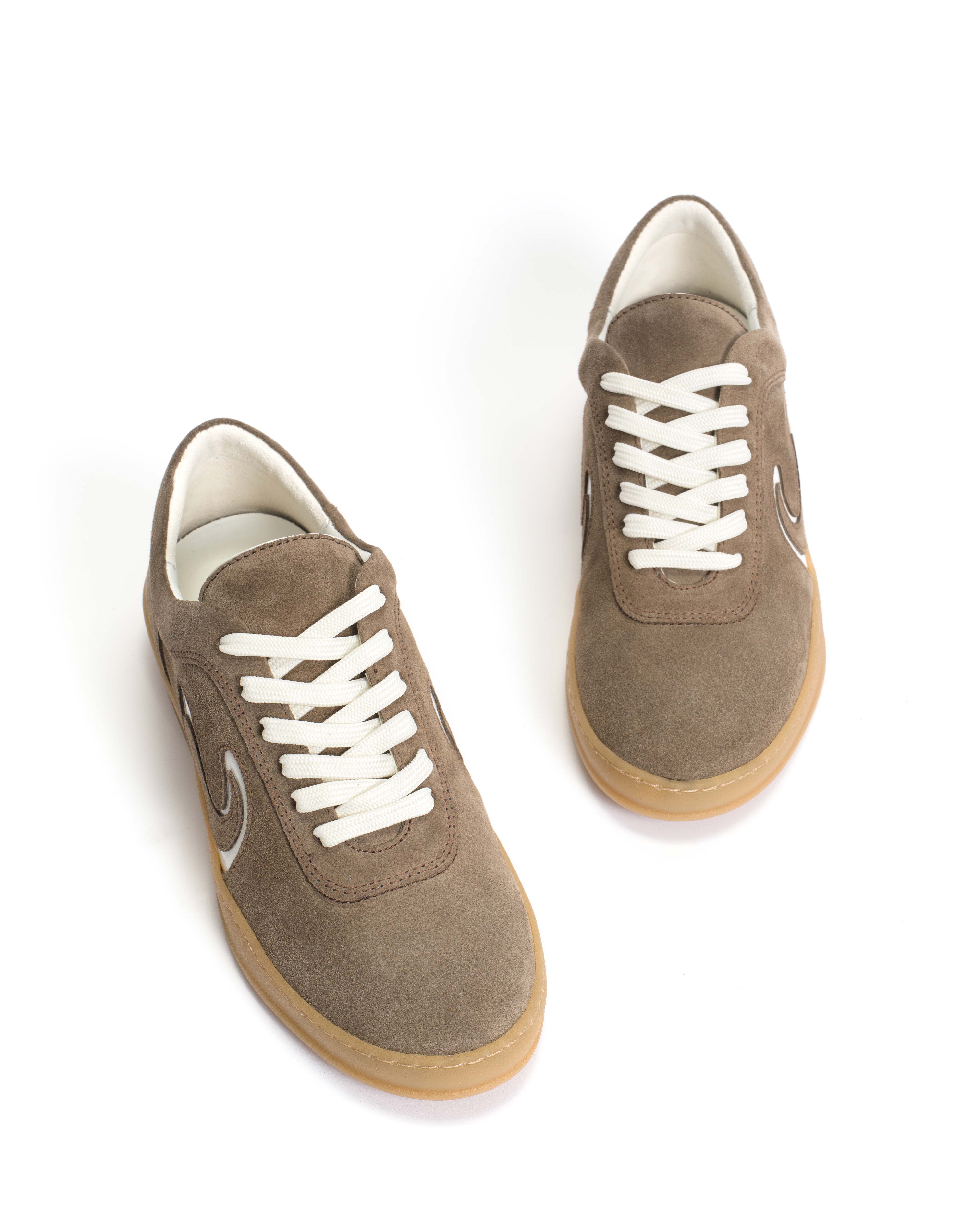 Blaire Calf suede & sleek leather Mushroom & sand white - Image 4