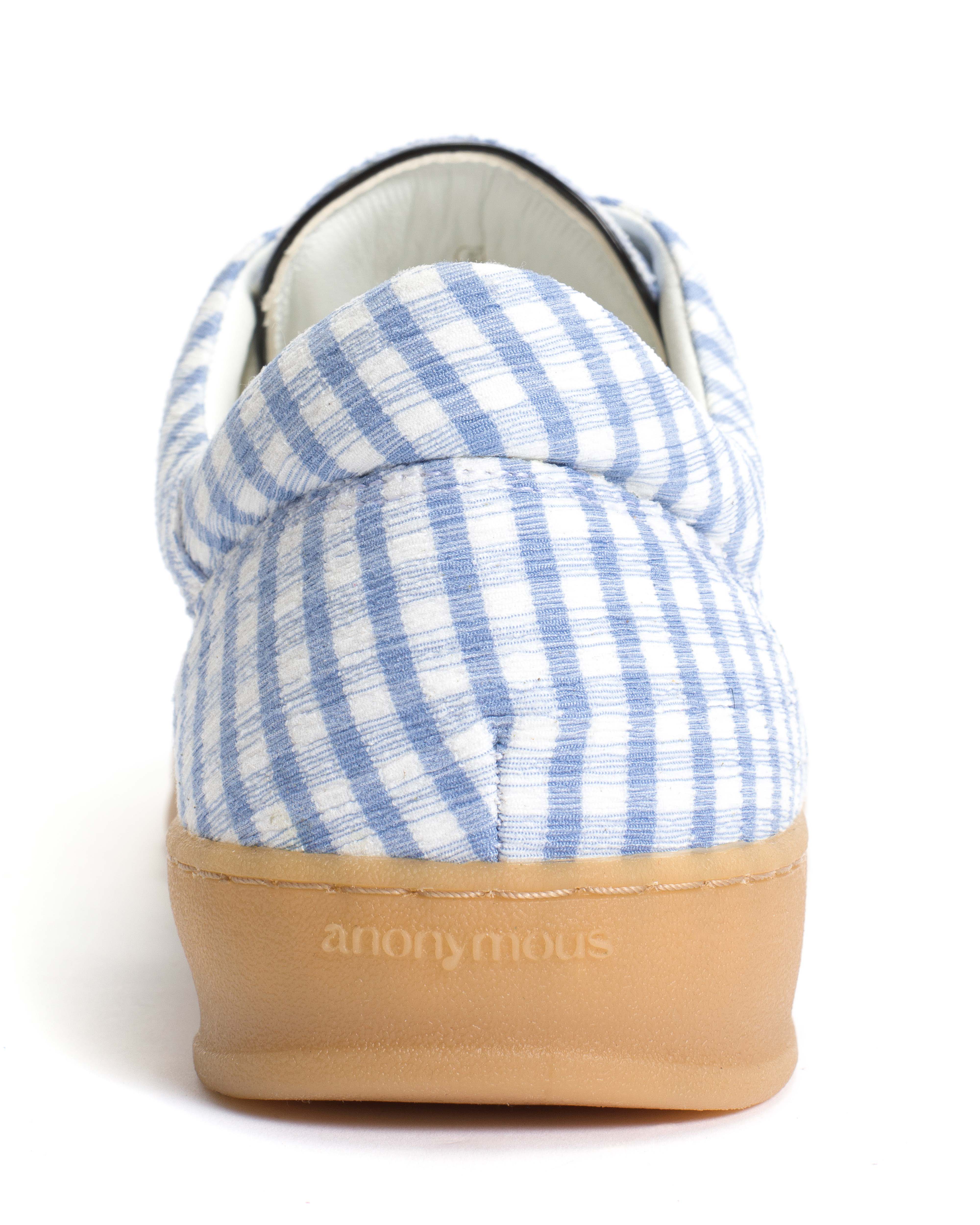 Blaire Pleated gingham & polished soft calf Bubble blue & black - Image 8