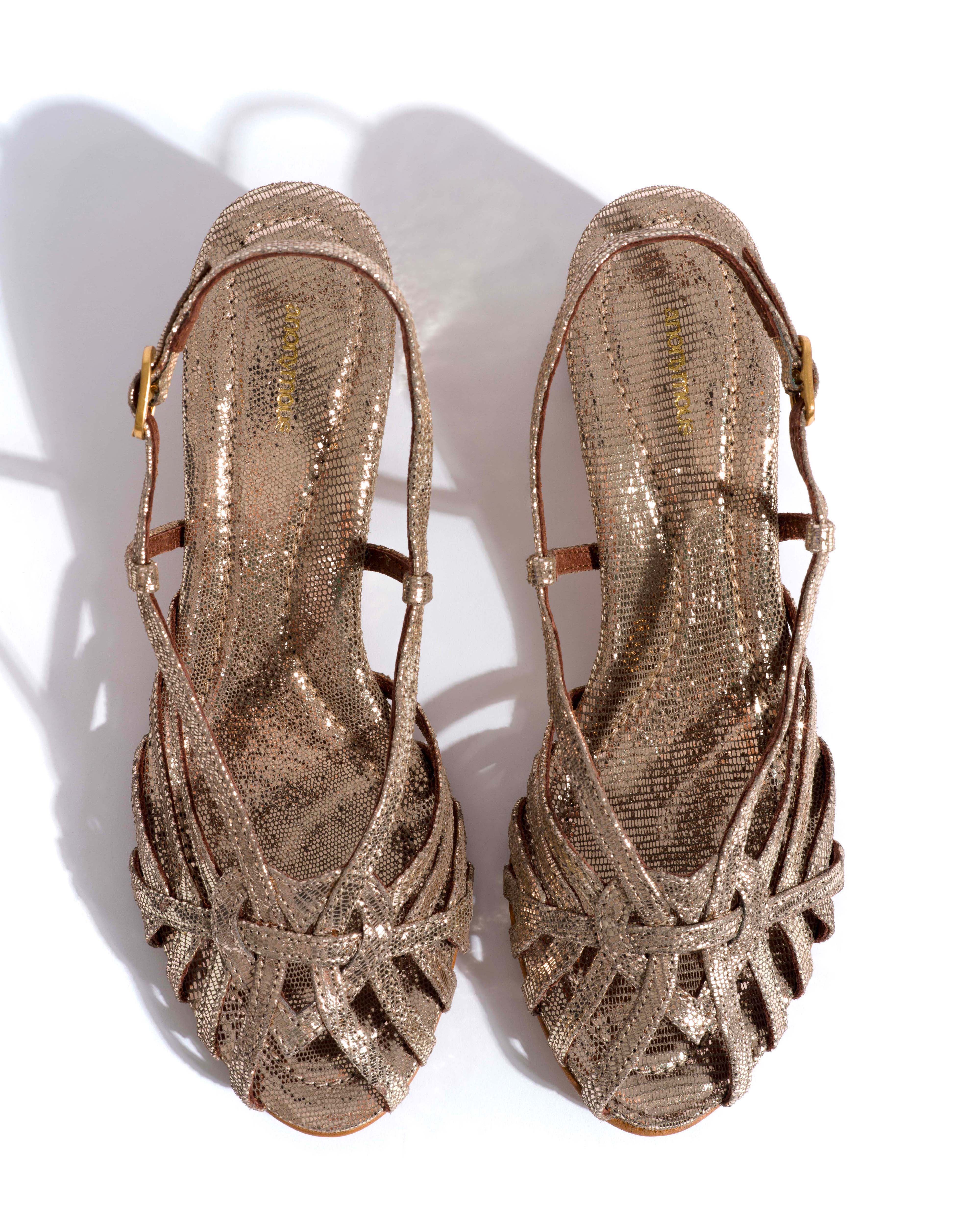Briddie 50 heart Lizard metallic goat Vintage champagne - Image 4