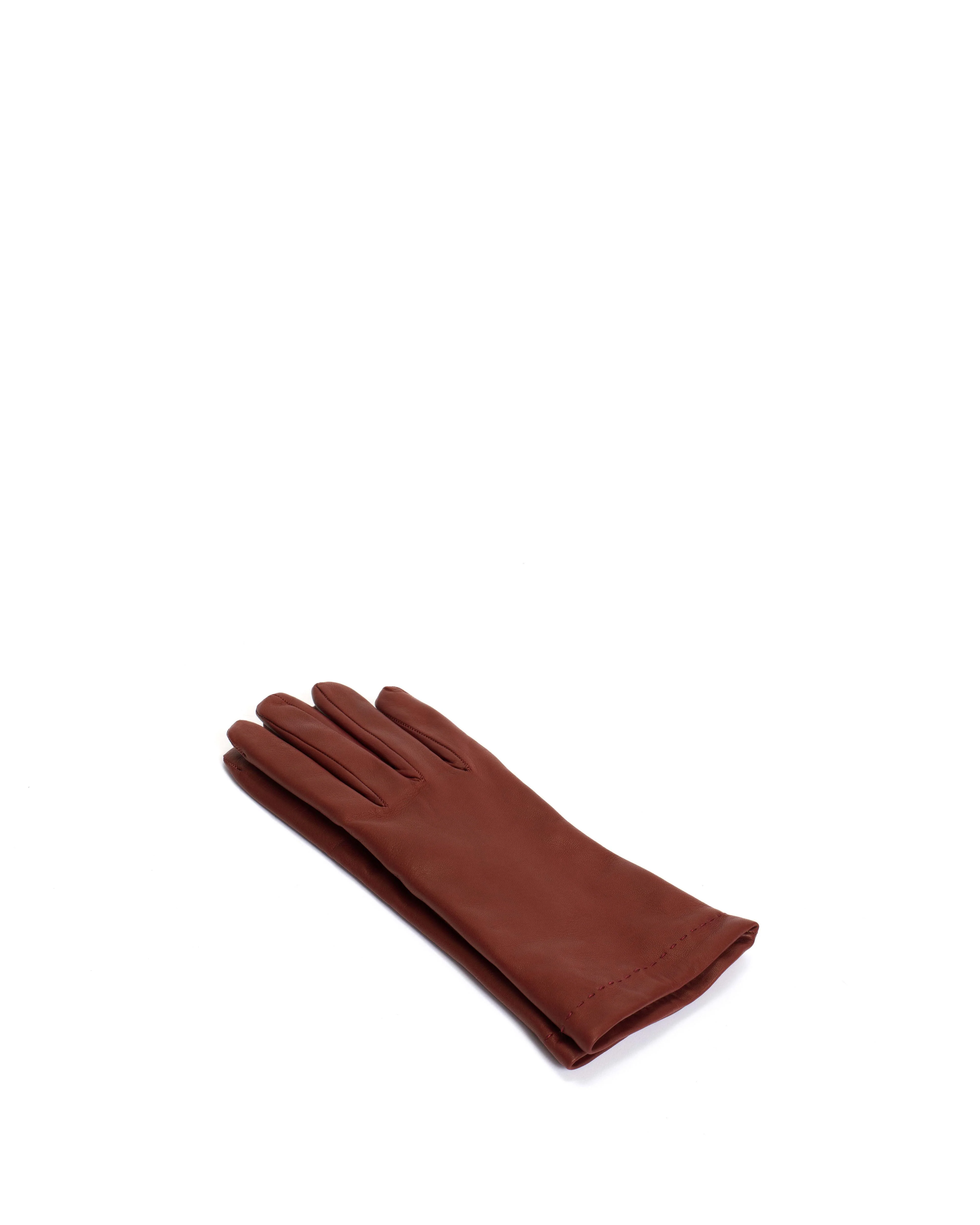 Bridget leather cashmere glove Lamb leather & 100% cashmere Ruby red & taupe - Image 4