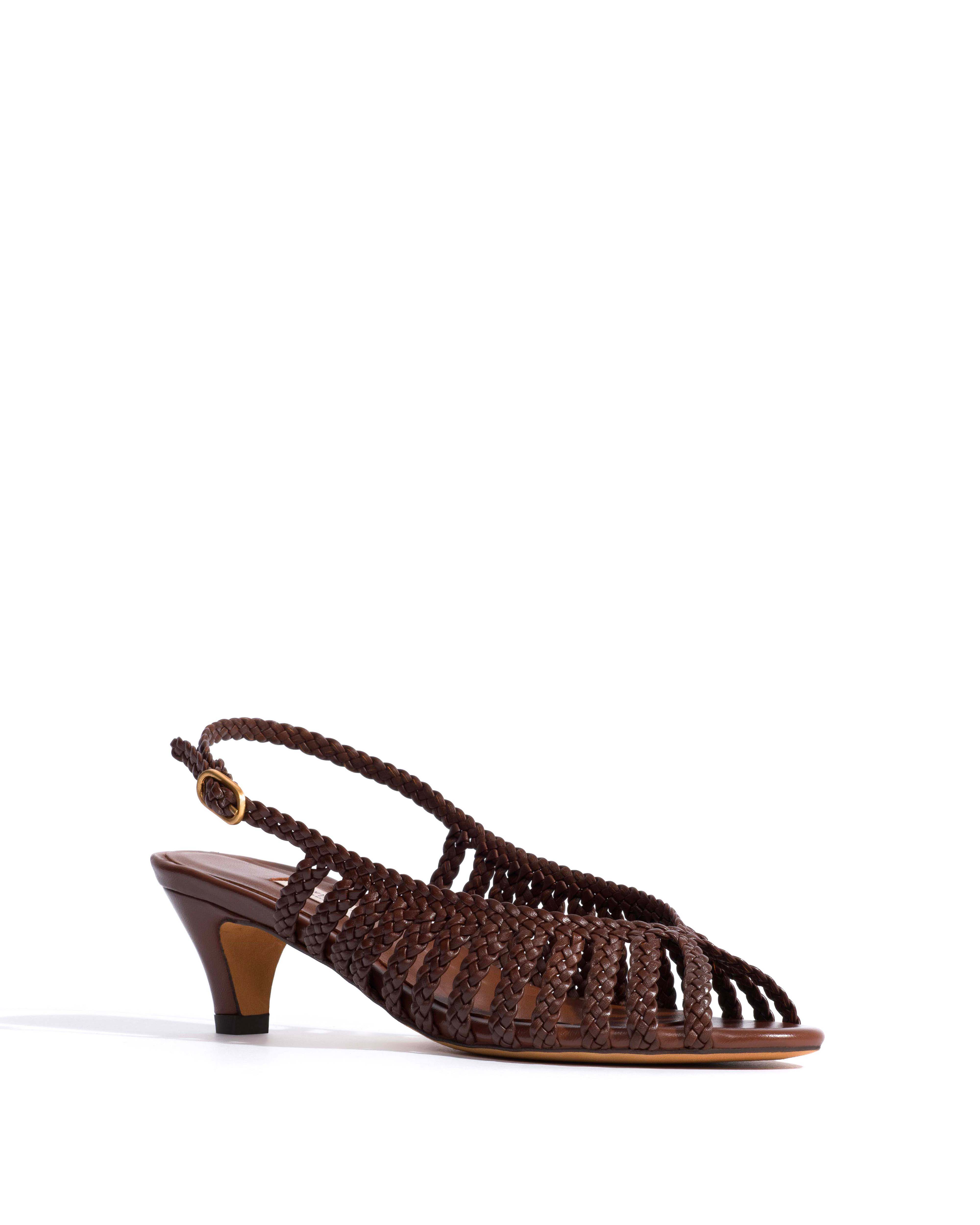 Carminho 40 hand-braided Hand-braided leather Chocolate - Image 2