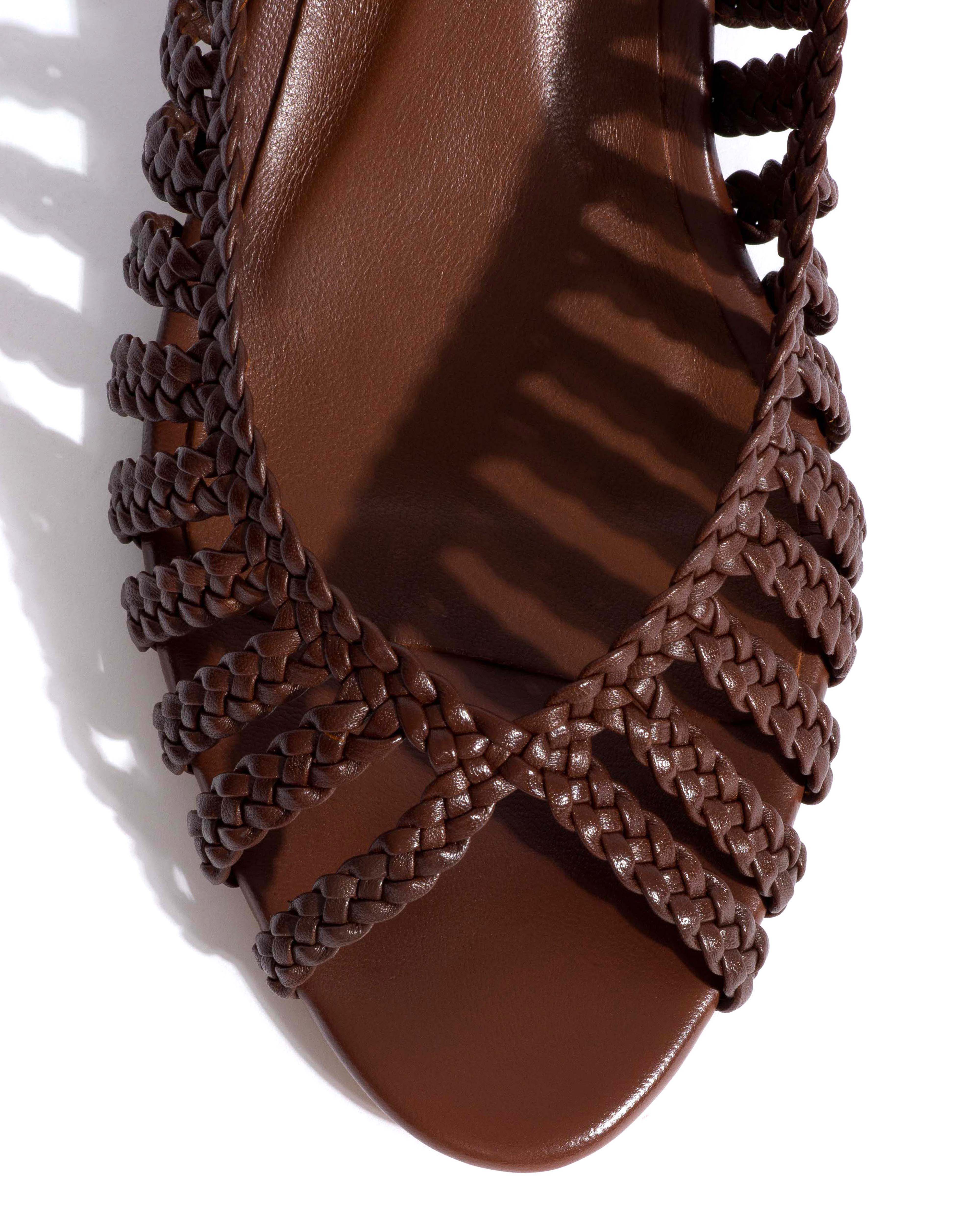Carminho 40 hand-braided Hand-braided leather Chocolate - Image 5