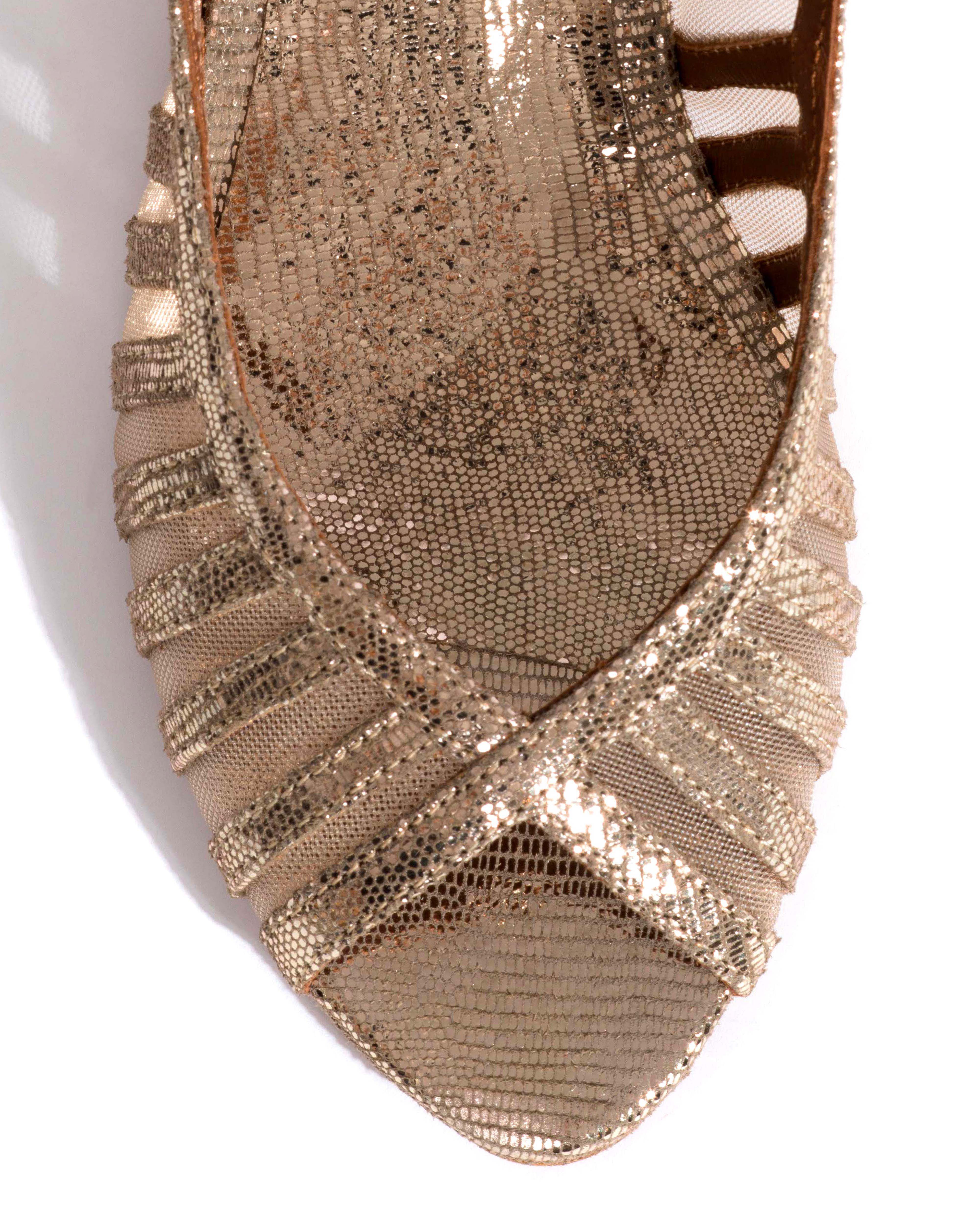 Carminho 40 mesh Lizard metallic goat & mesh Vintage champagne & gold - Image 5