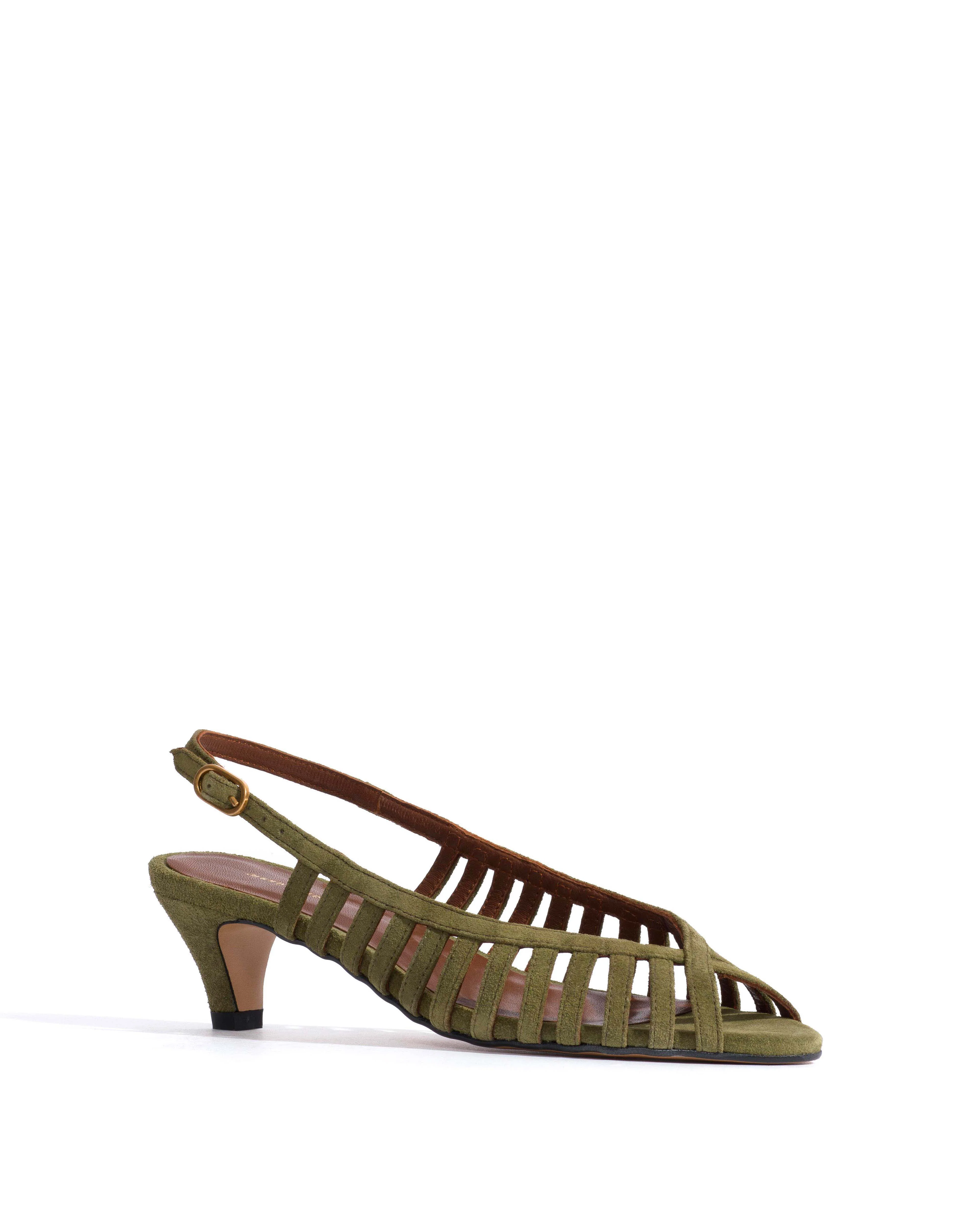 Carminho 40 stiletto Calf suede Olive green - Image 2