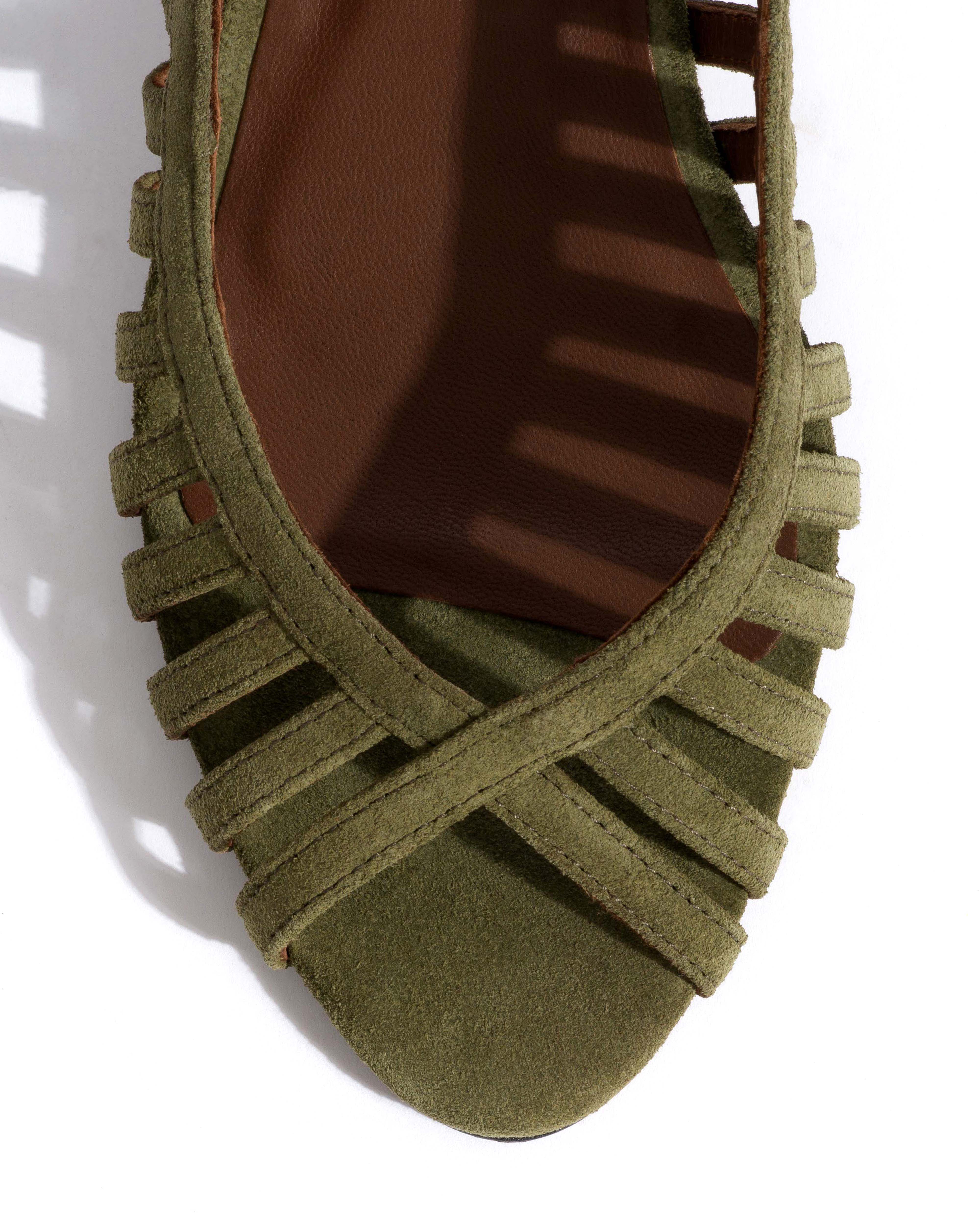 Carminho 40 stiletto Calf suede Olive green - Image 5