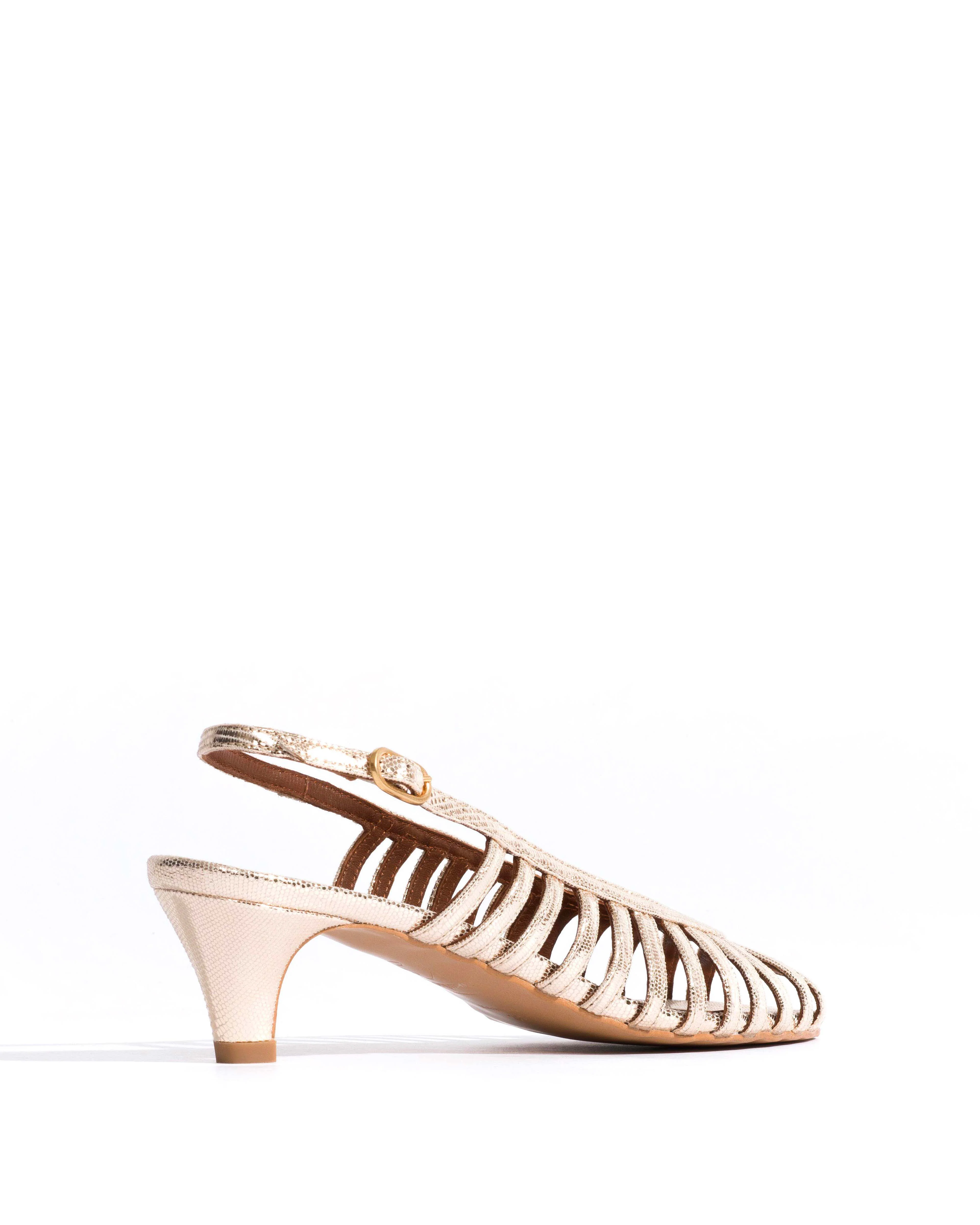 Carminho 40 stiletto Lizard metallic goat Champagne - Image 3