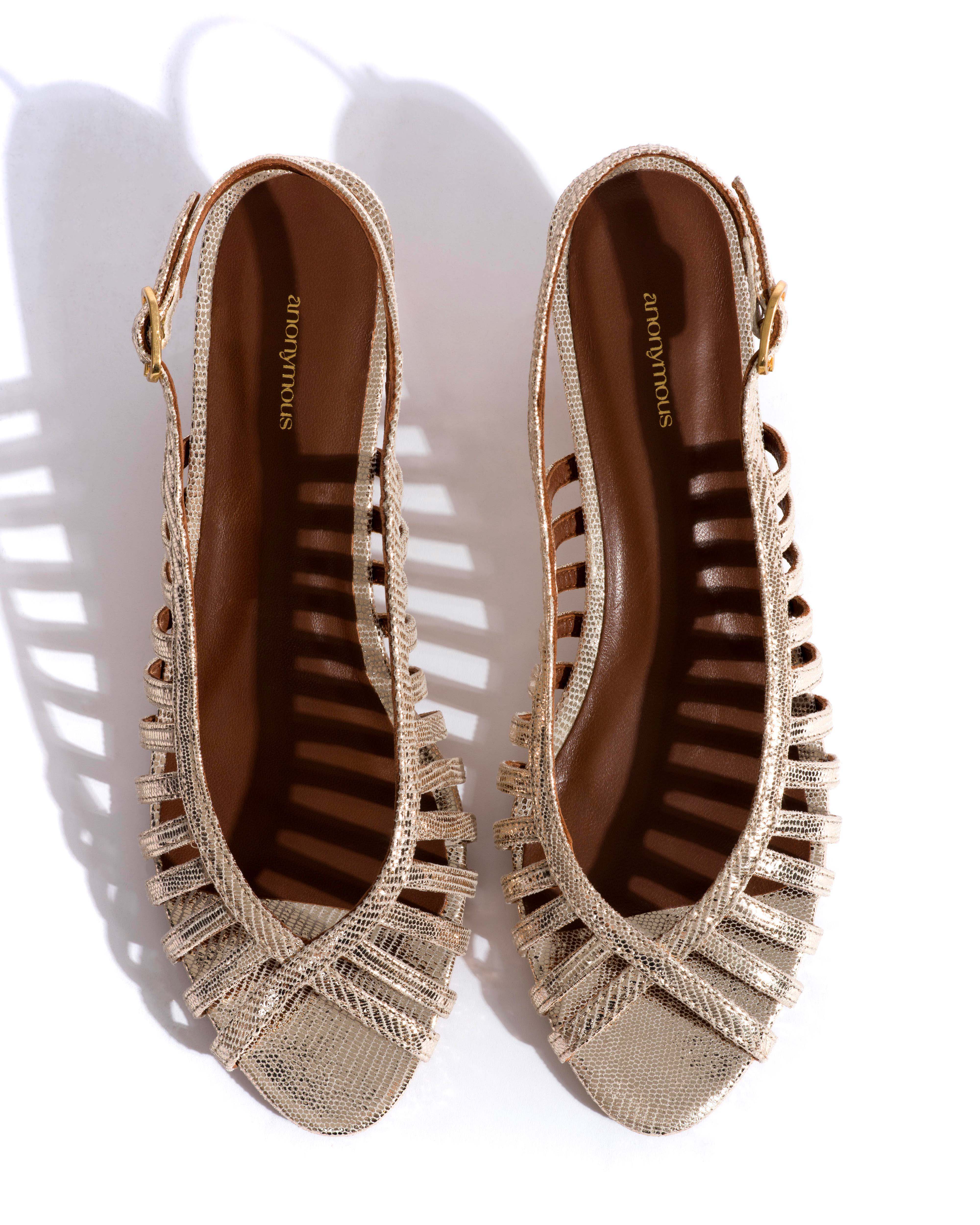 Carminho 40 stiletto Lizard metallic goat Champagne - Image 4