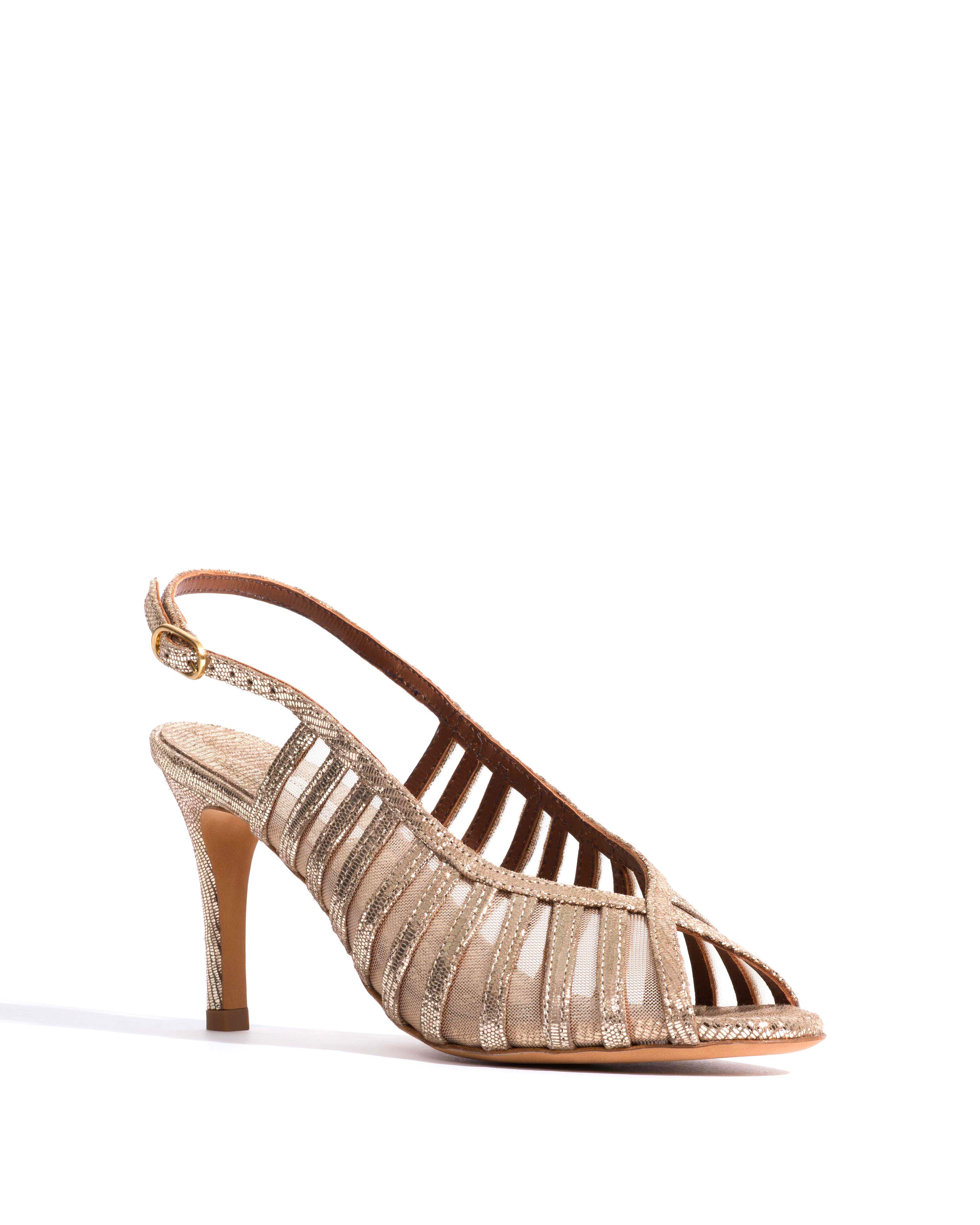 Carminho 75 mesh Lizard metallic goat & mesh Vintage champagne & gold - Image 2