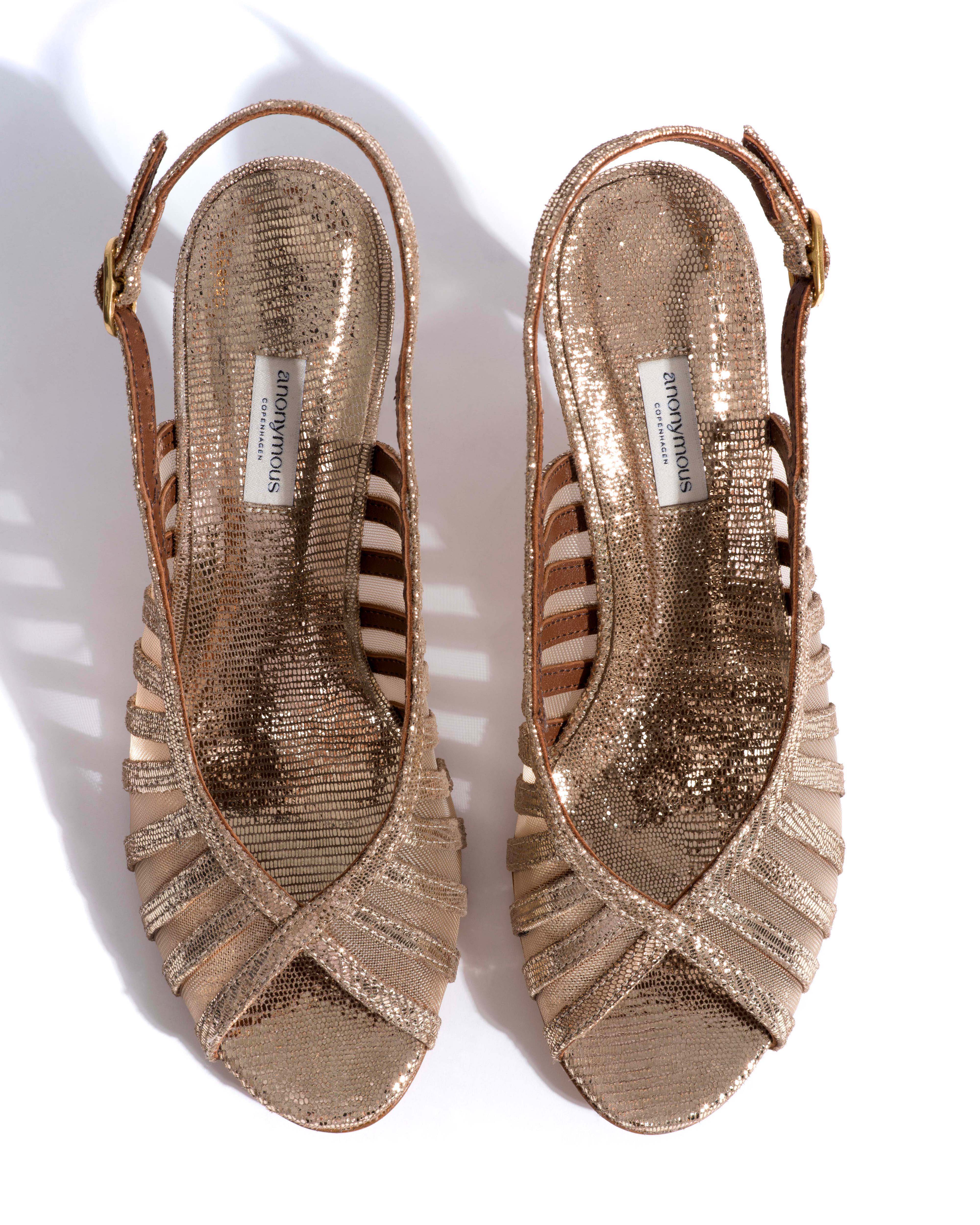 Carminho 75 mesh Lizard metallic goat & mesh Vintage champagne & gold - Image 4