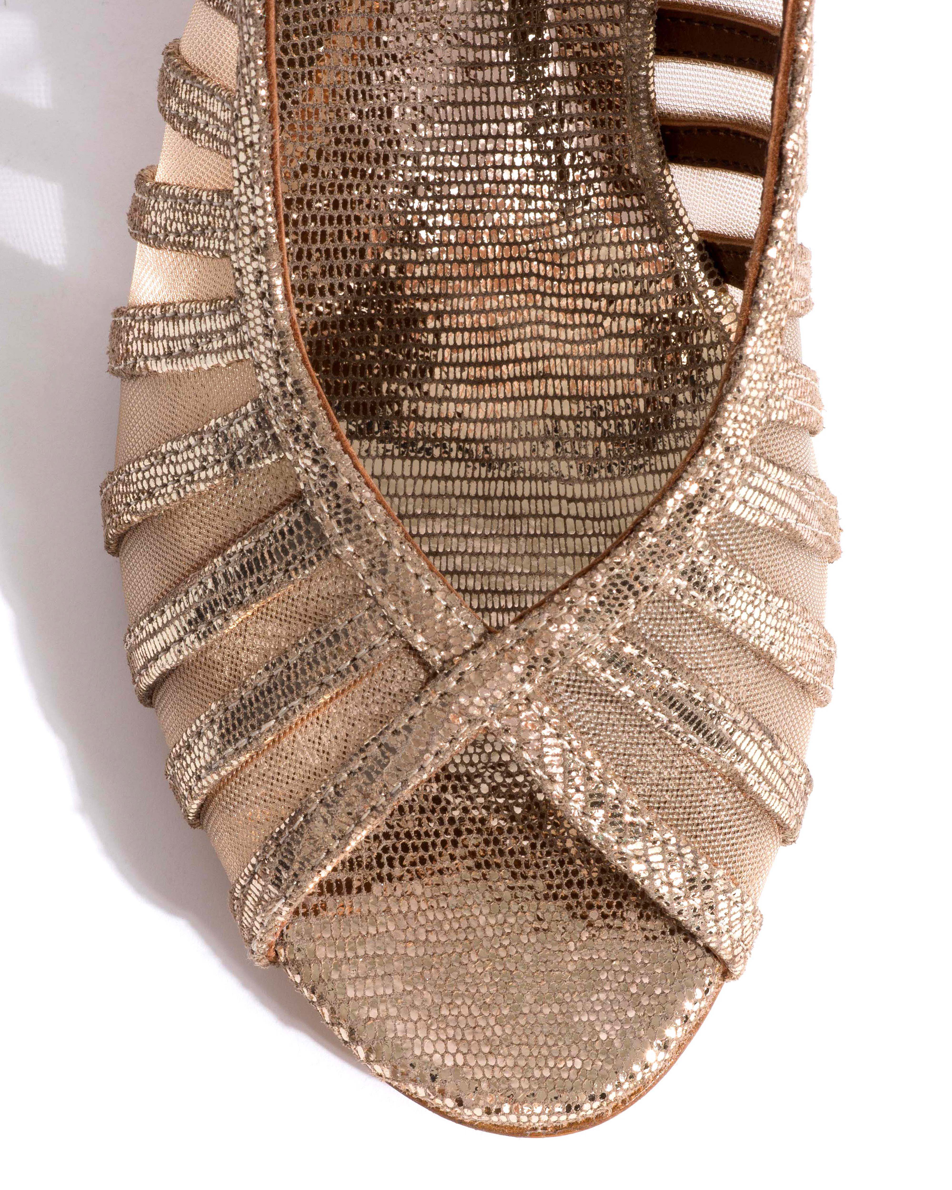 Carminho 75 mesh Lizard metallic goat & mesh Vintage champagne & gold - Image 5