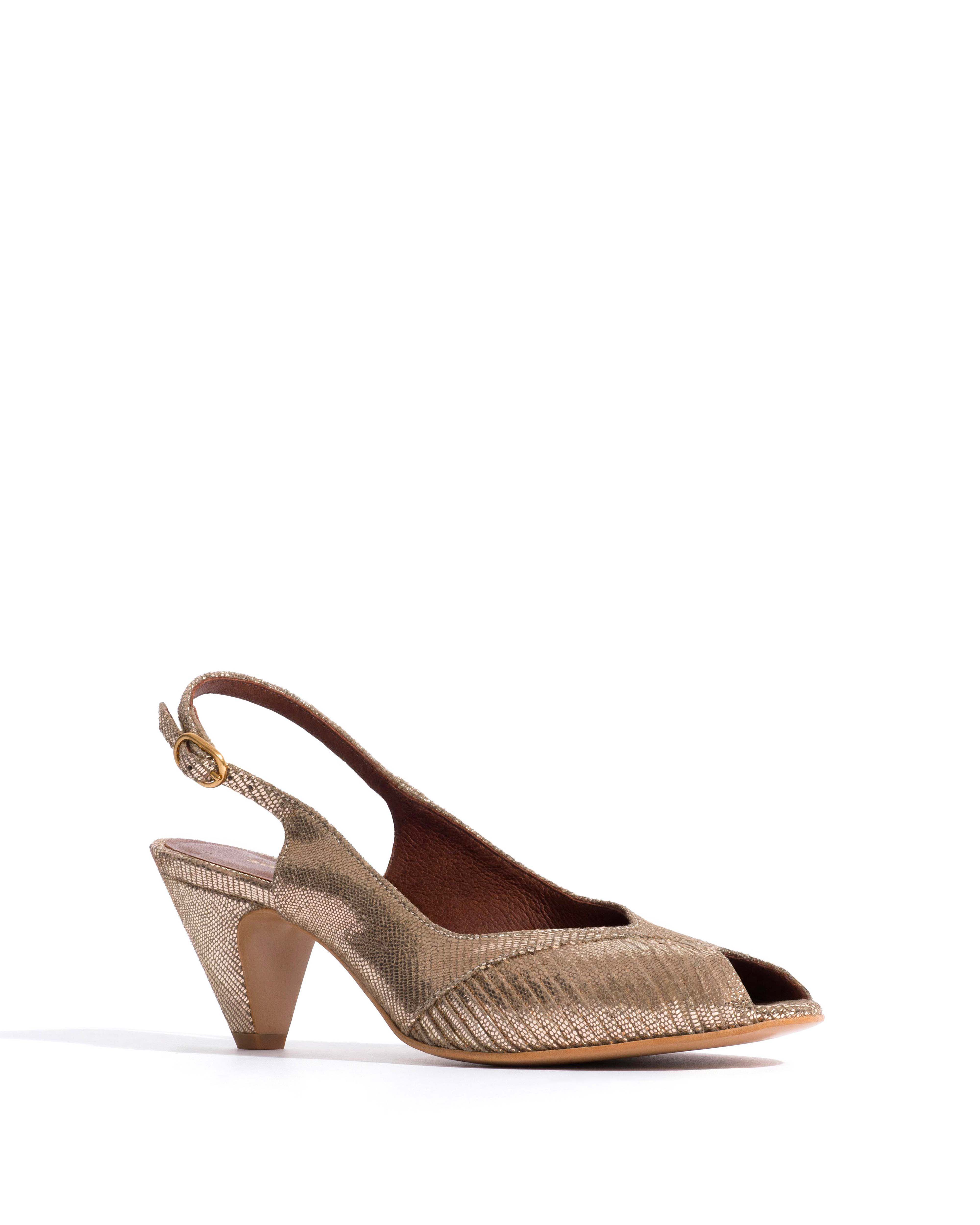 Cassandra 50 stiletto Lizard metallic goat Vintage champagne - Image 2
