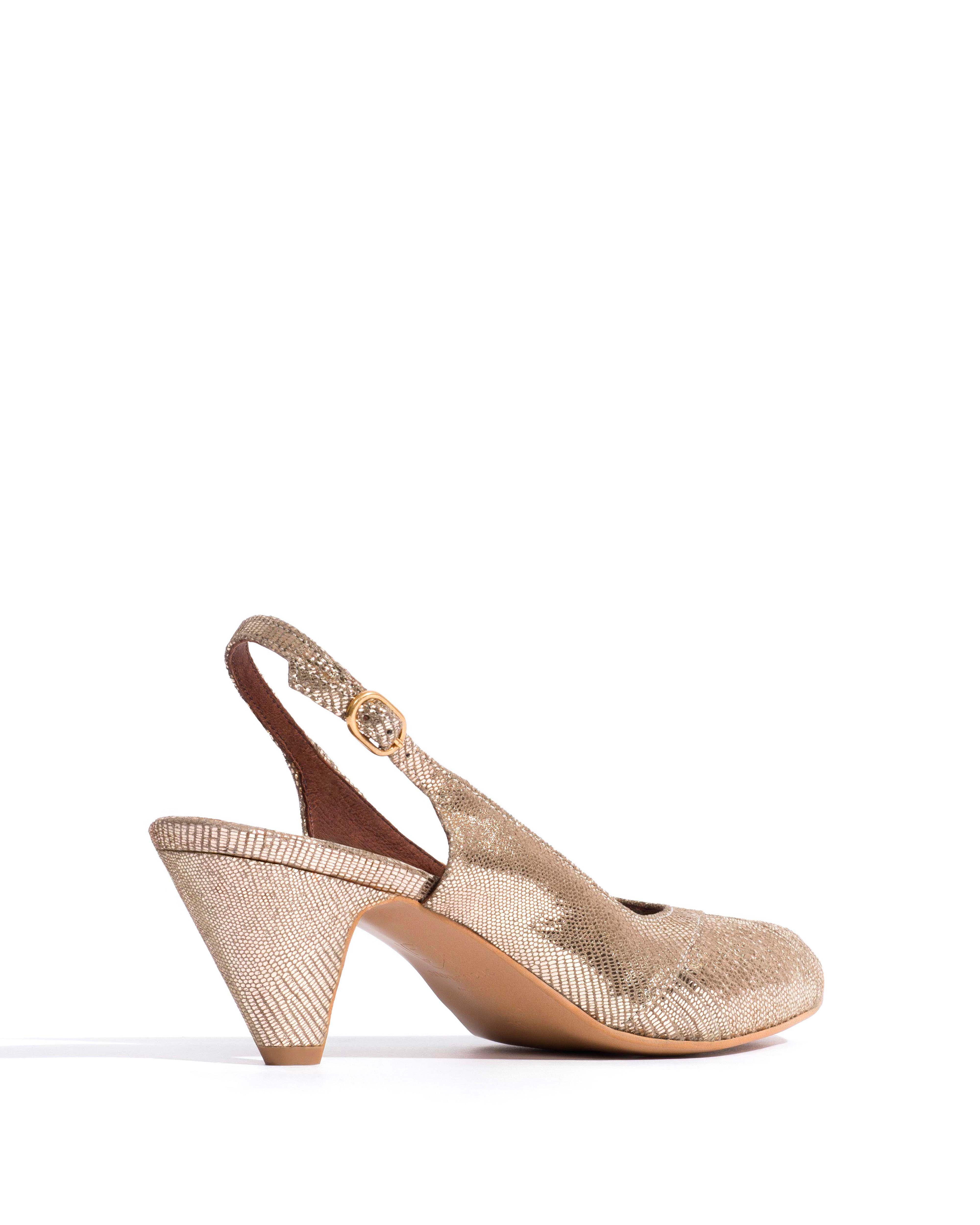 Cassandra 50 stiletto Lizard metallic goat Vintage champagne - Image 3