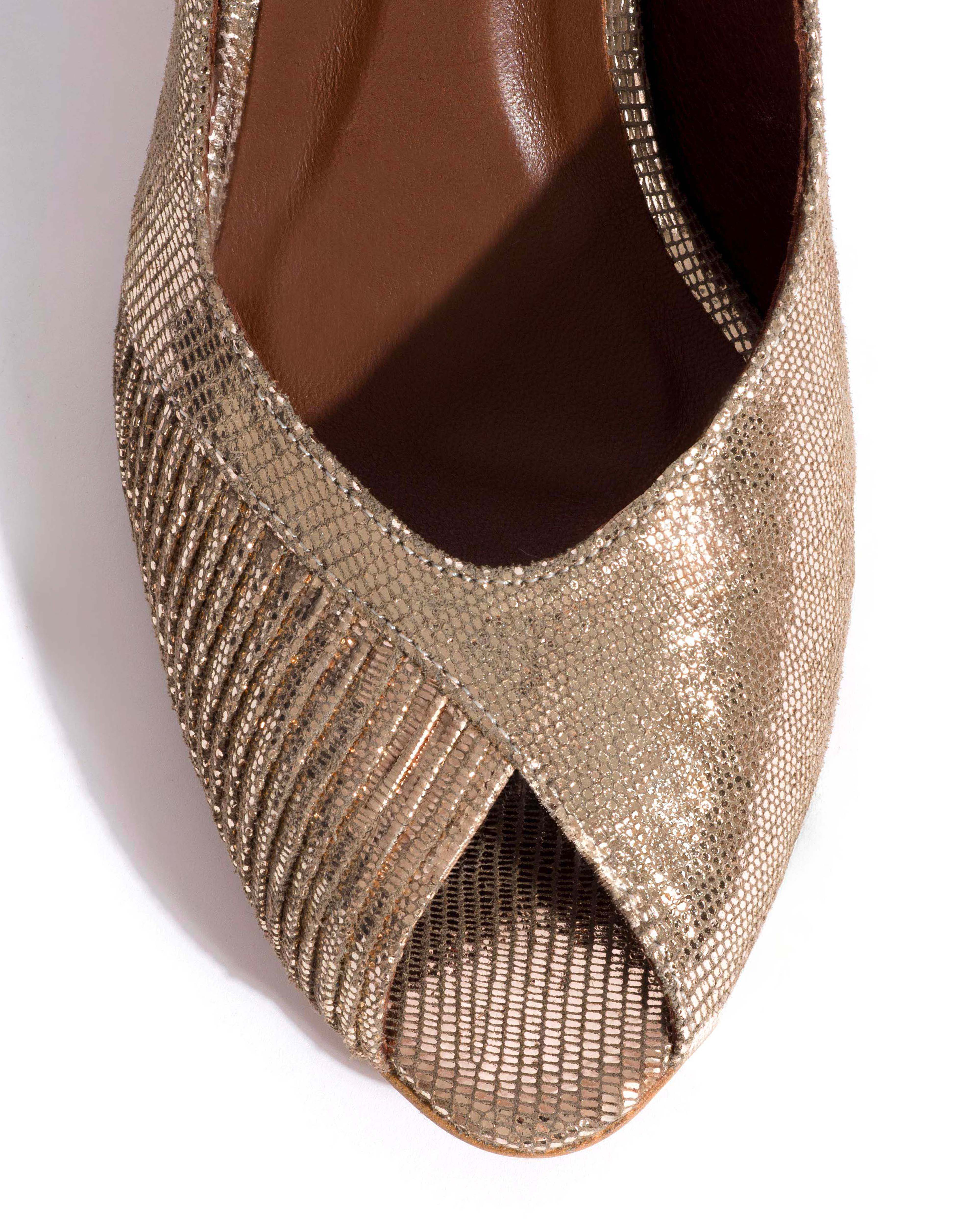 Cassandra 50 stiletto Lizard metallic goat Vintage champagne - Image 5