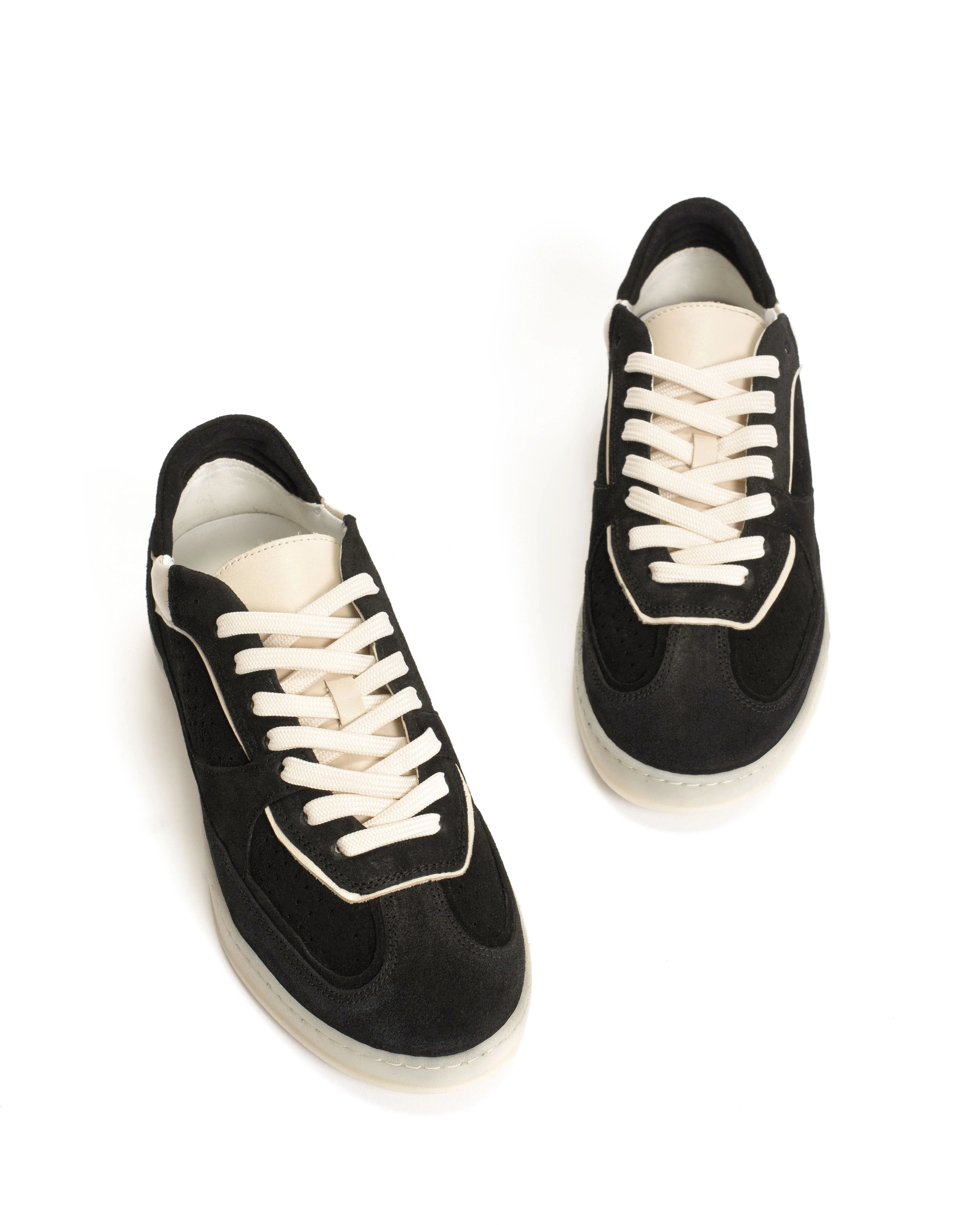 Dabbie Calf suede & sleek leather Black & white sand - Image 5