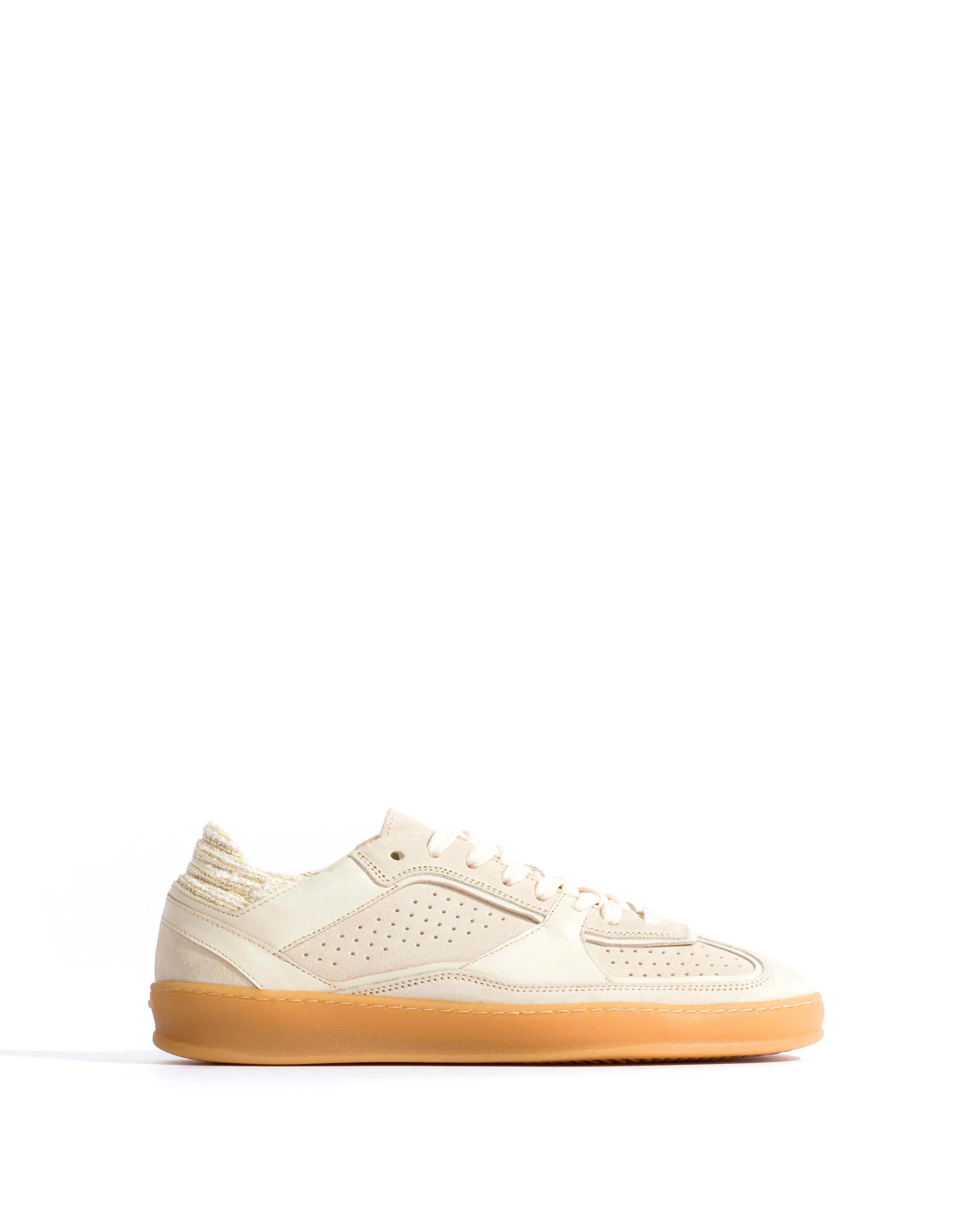 Dabbie Calf suede & sleek leather & boucle Antique white & white sand & pineapple ice