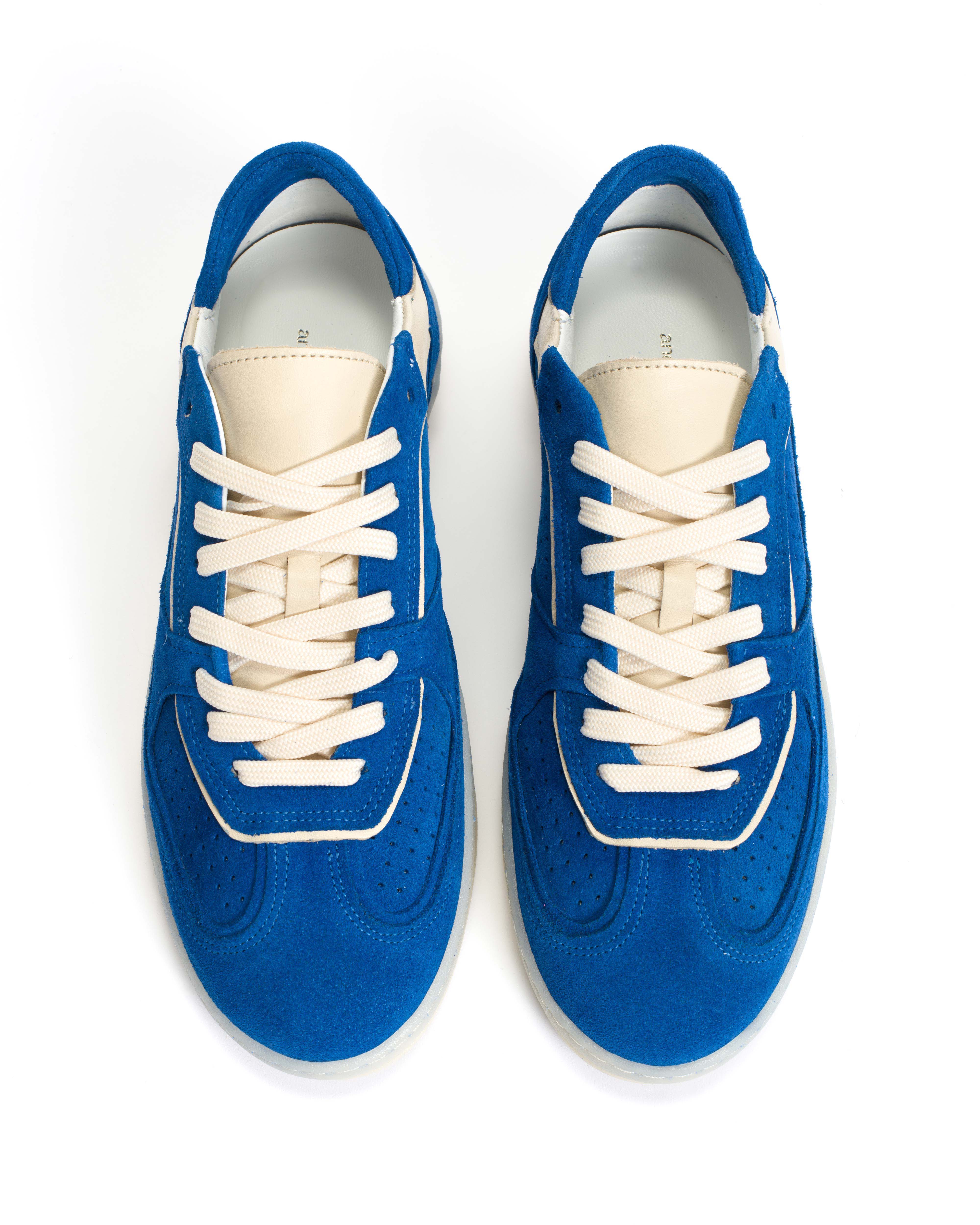 Dabbie Calf suede & sleek leather Electric blue & white sand - Image 3
