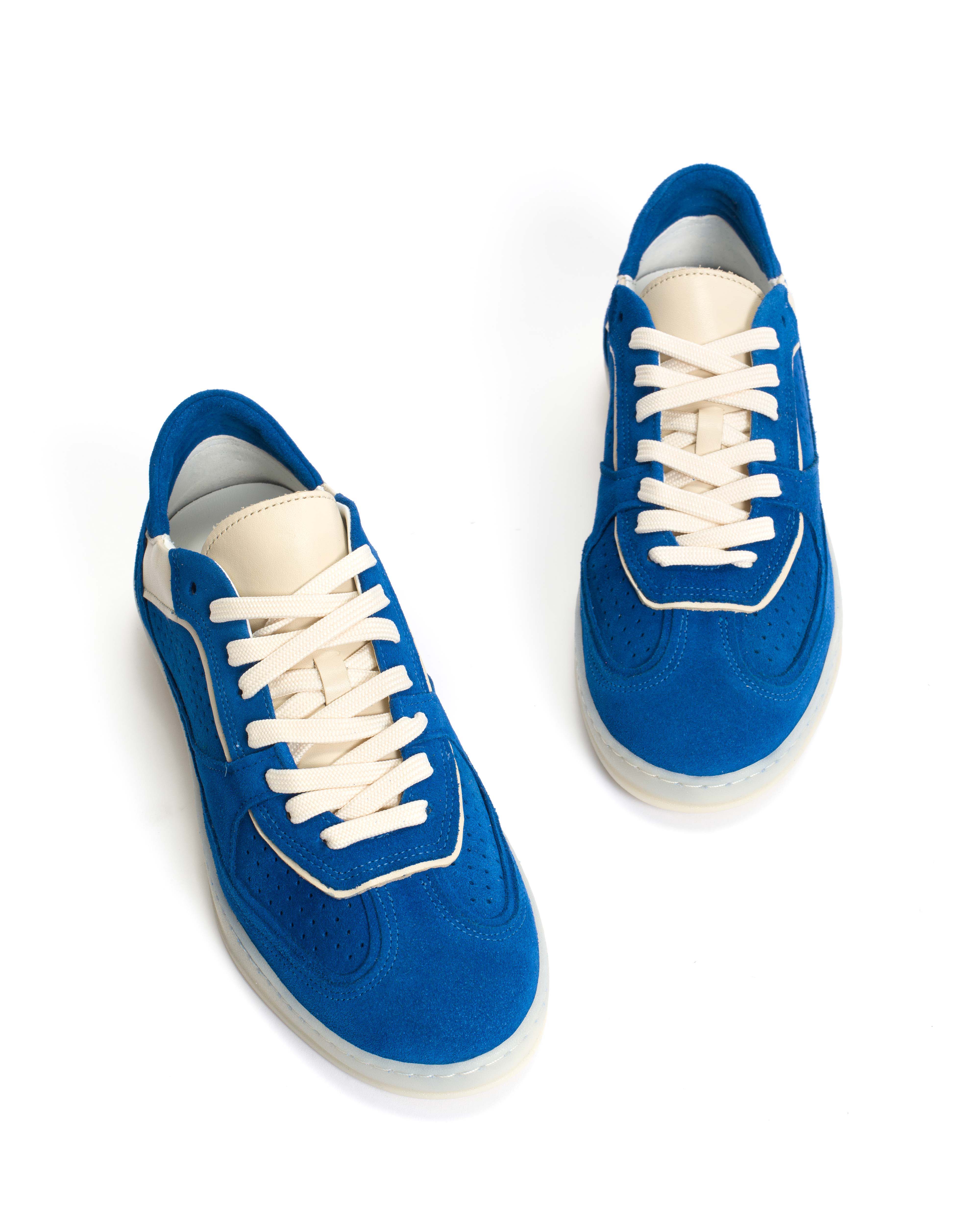 Dabbie Calf suede & sleek leather Electric blue & white sand - Image 5