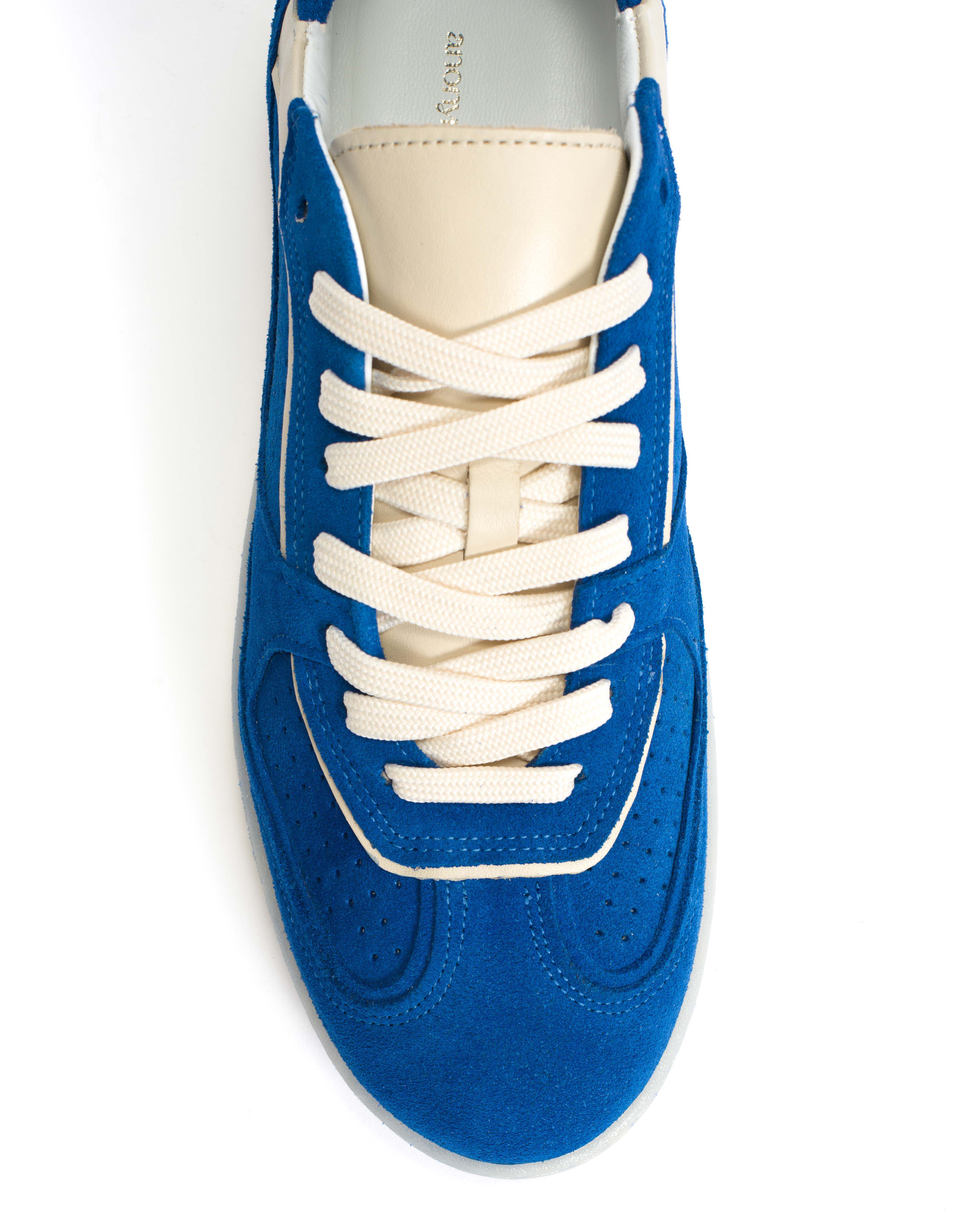 Dabbie Calf suede & sleek leather Electric blue & white sand - Image 7