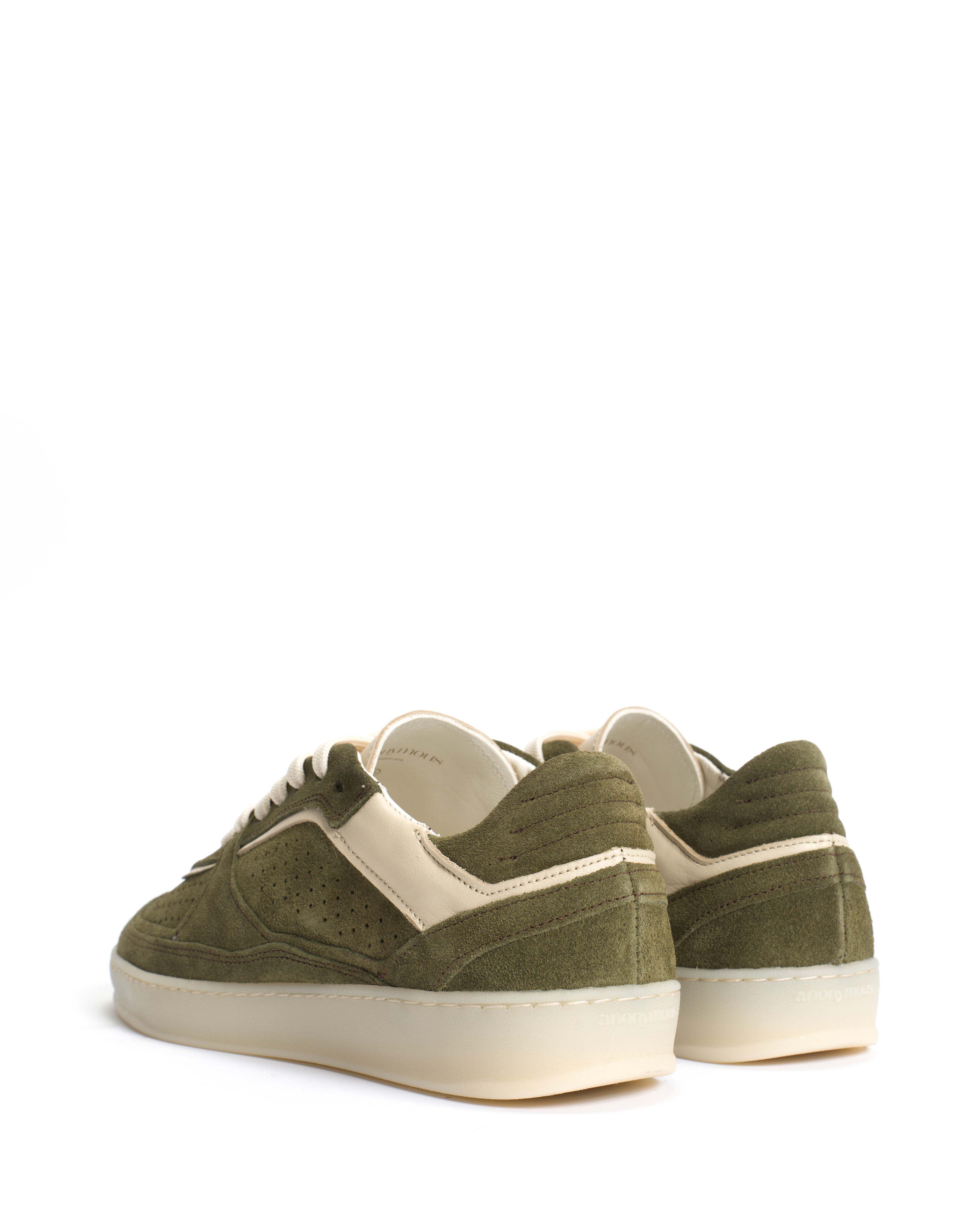 Dabbie Calf suede & sleek leather Olive green & white sand - Image 4