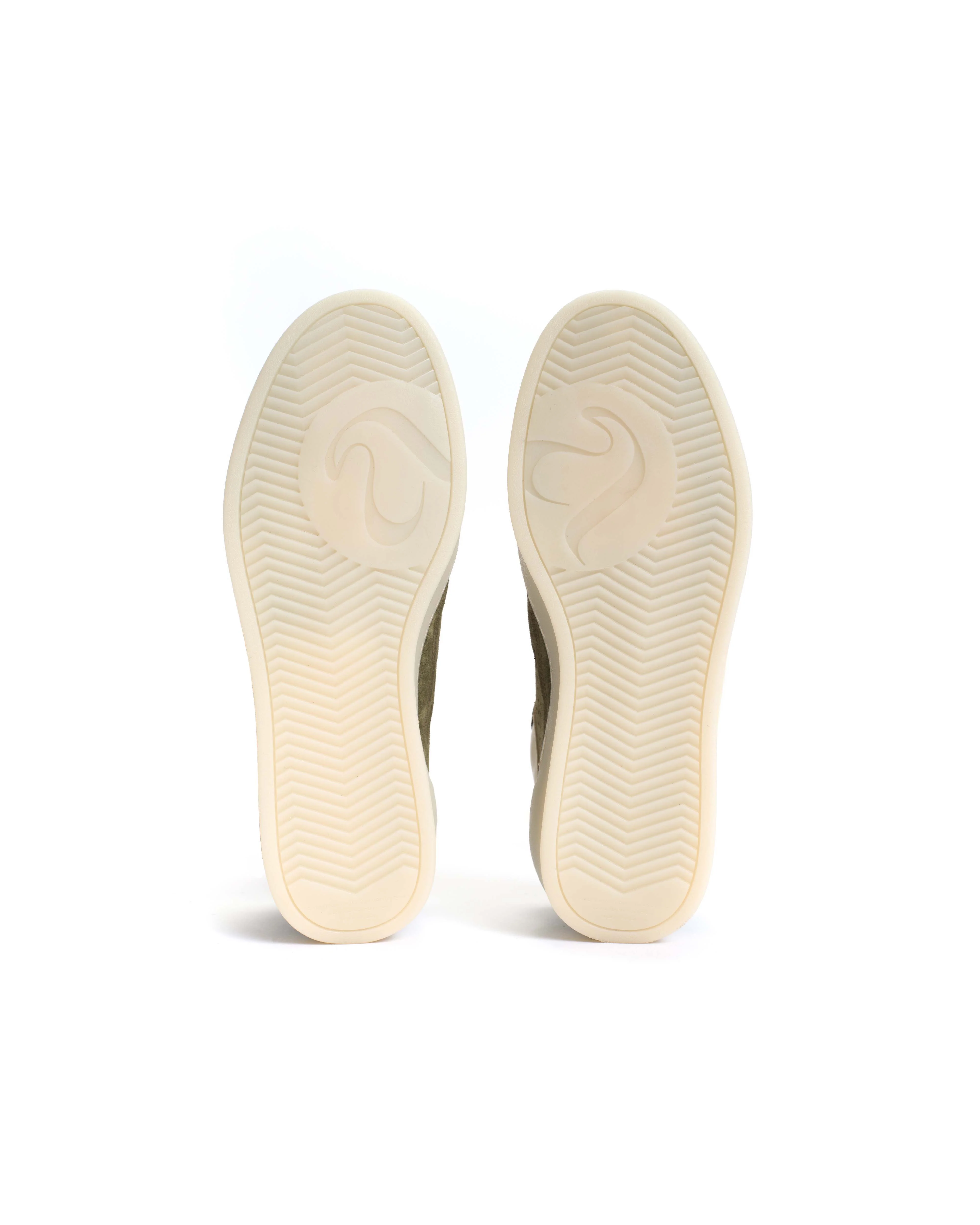Dabbie Calf suede & sleek leather Olive green & white sand - Image 6