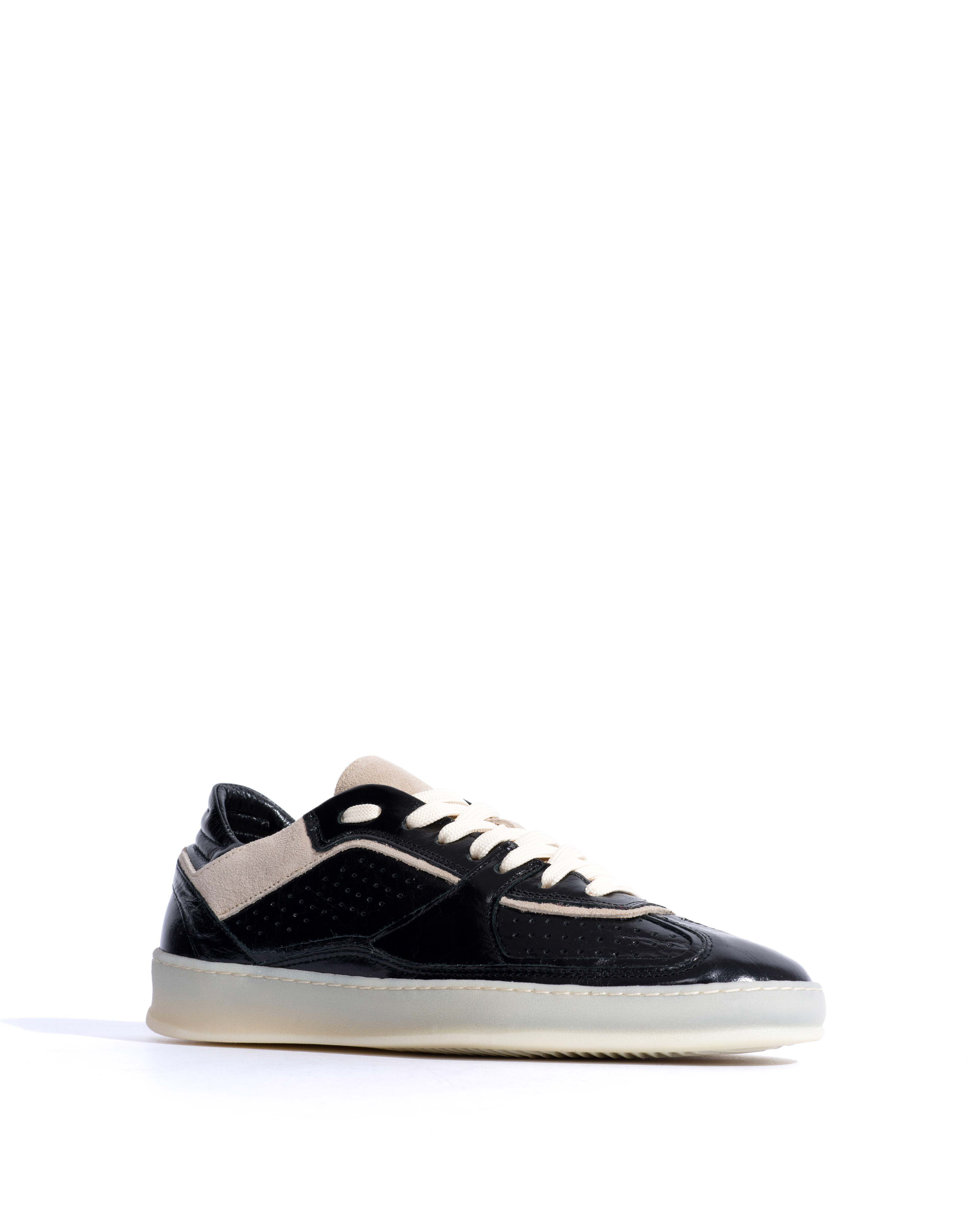 Dabbie Crinkled polished goat & suede leather Black & white sand - Image 2