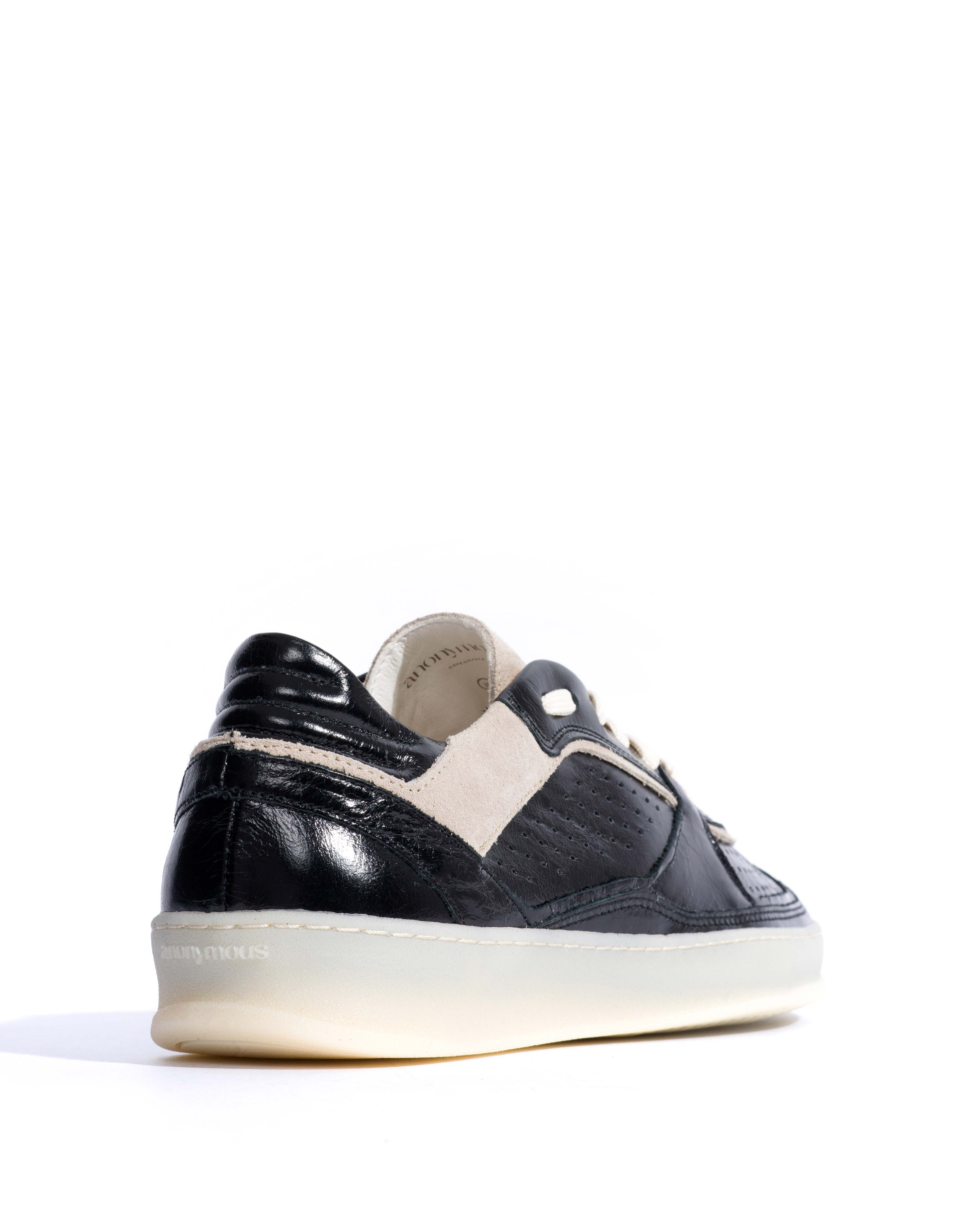 Dabbie Crinkled polished goat & suede leather Black & white sand - Image 3